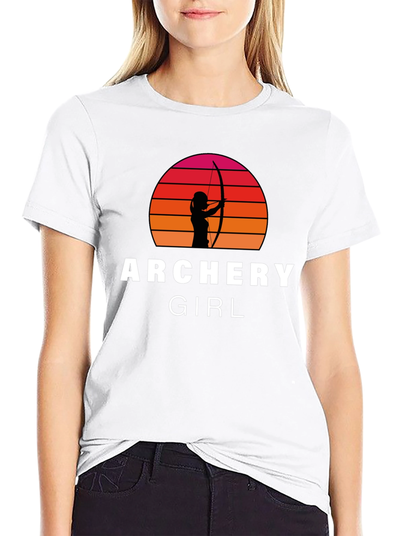 Archery Girl T-Shirt - Retro Sunset Archer Tee