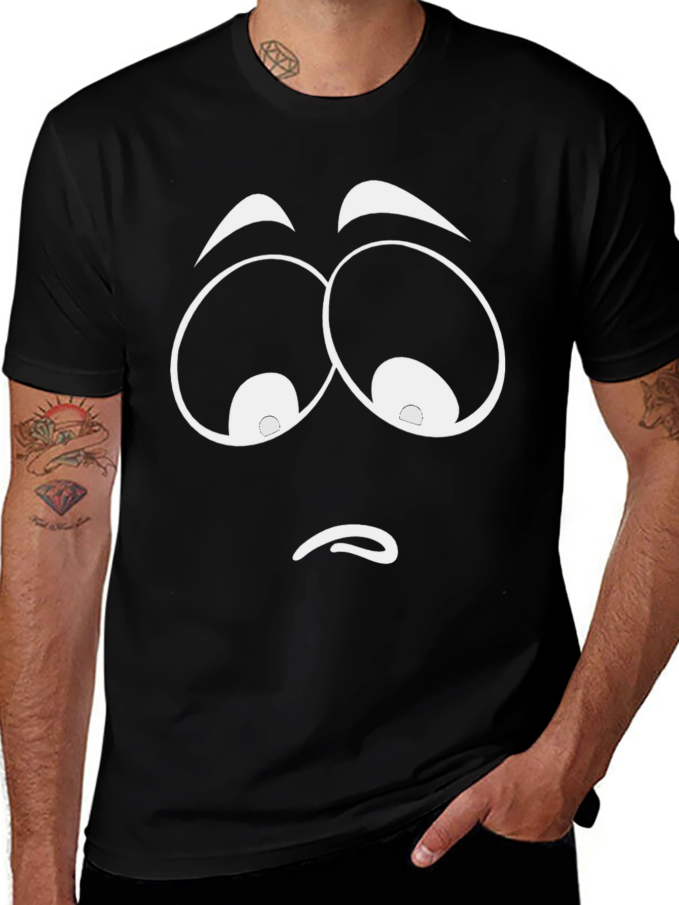 Sad Face Graphic T-Shirt - Unisex Black Tee