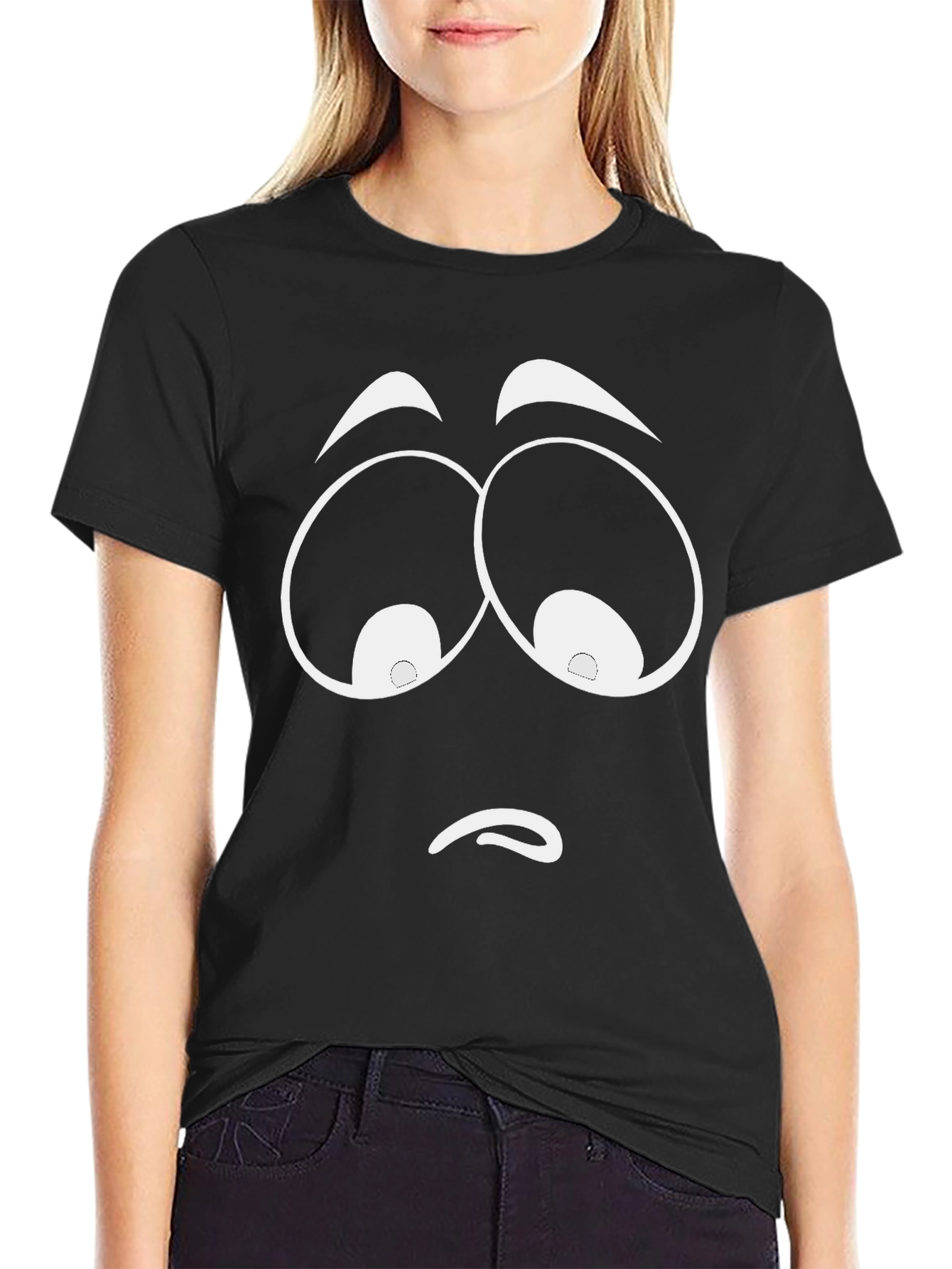 Sad Face Graphic T-Shirt - Unisex Black Tee
