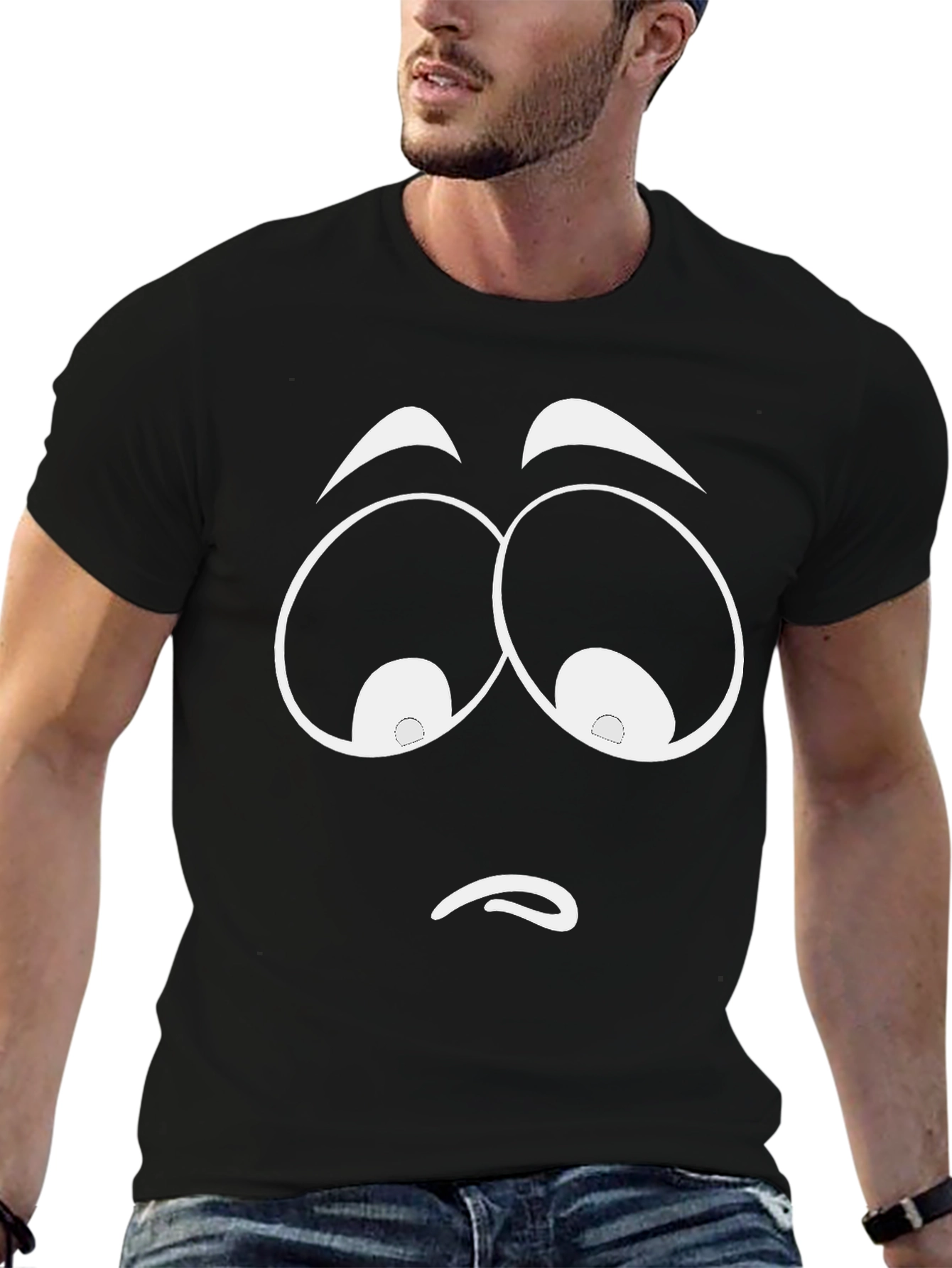 Sad Face Graphic T-Shirt - Unisex Black Tee