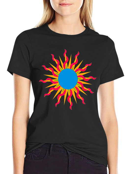 Vibrant Sun Graphic Black T-Shirt