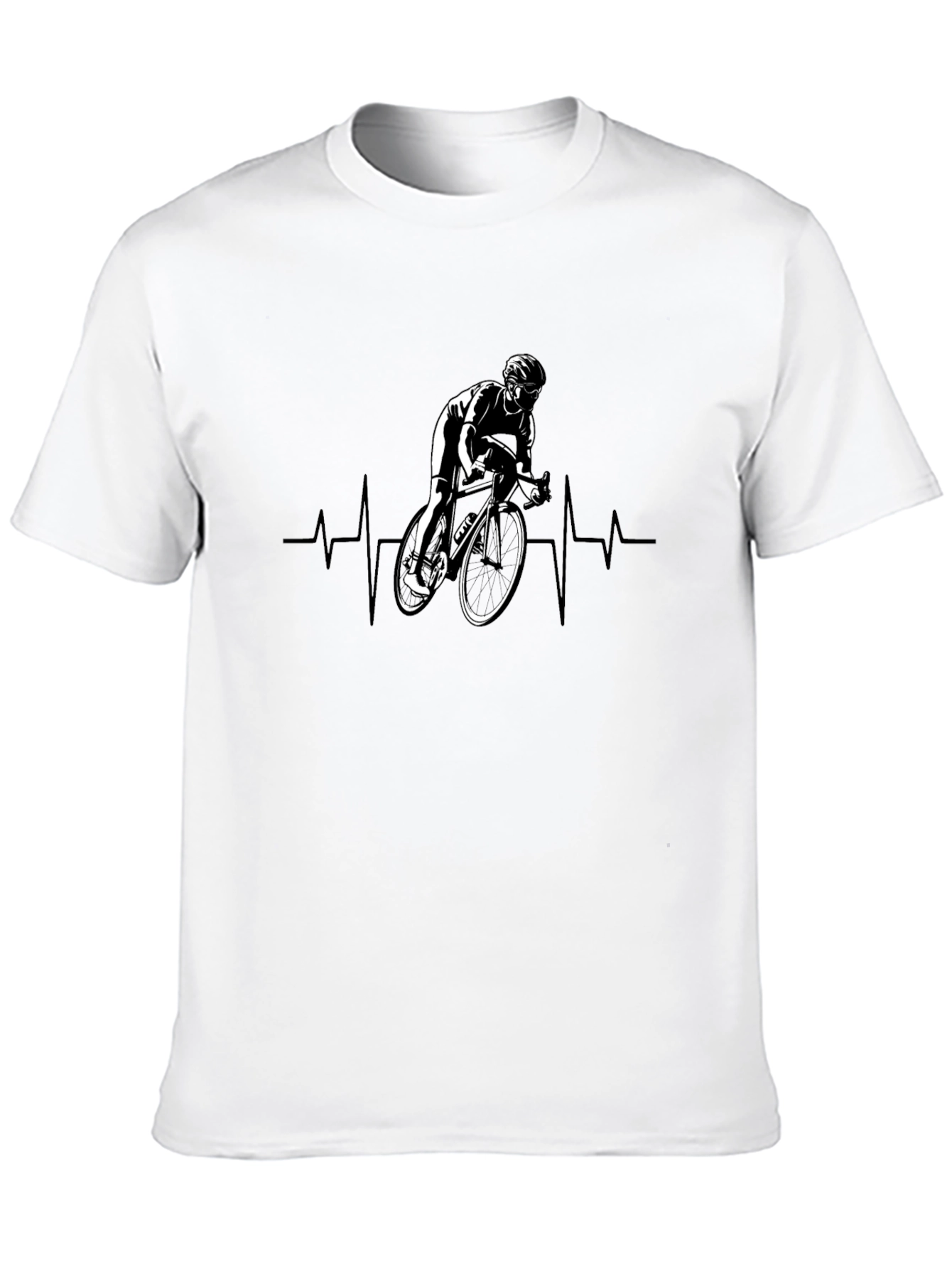Cyclist Heartbeat T-Shirt - Black Cotton Tee