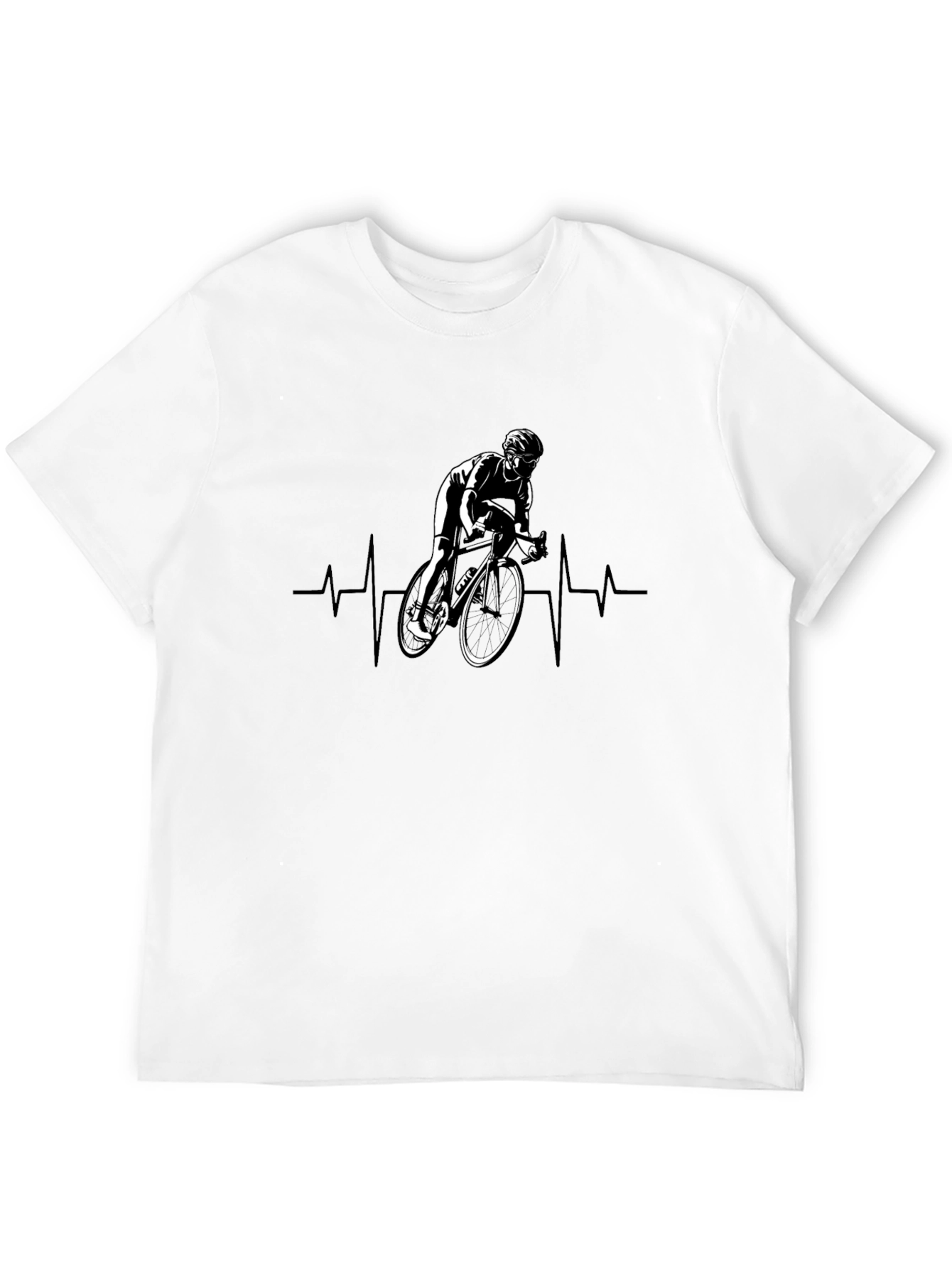 Cyclist Heartbeat T-Shirt - Black Cotton Tee