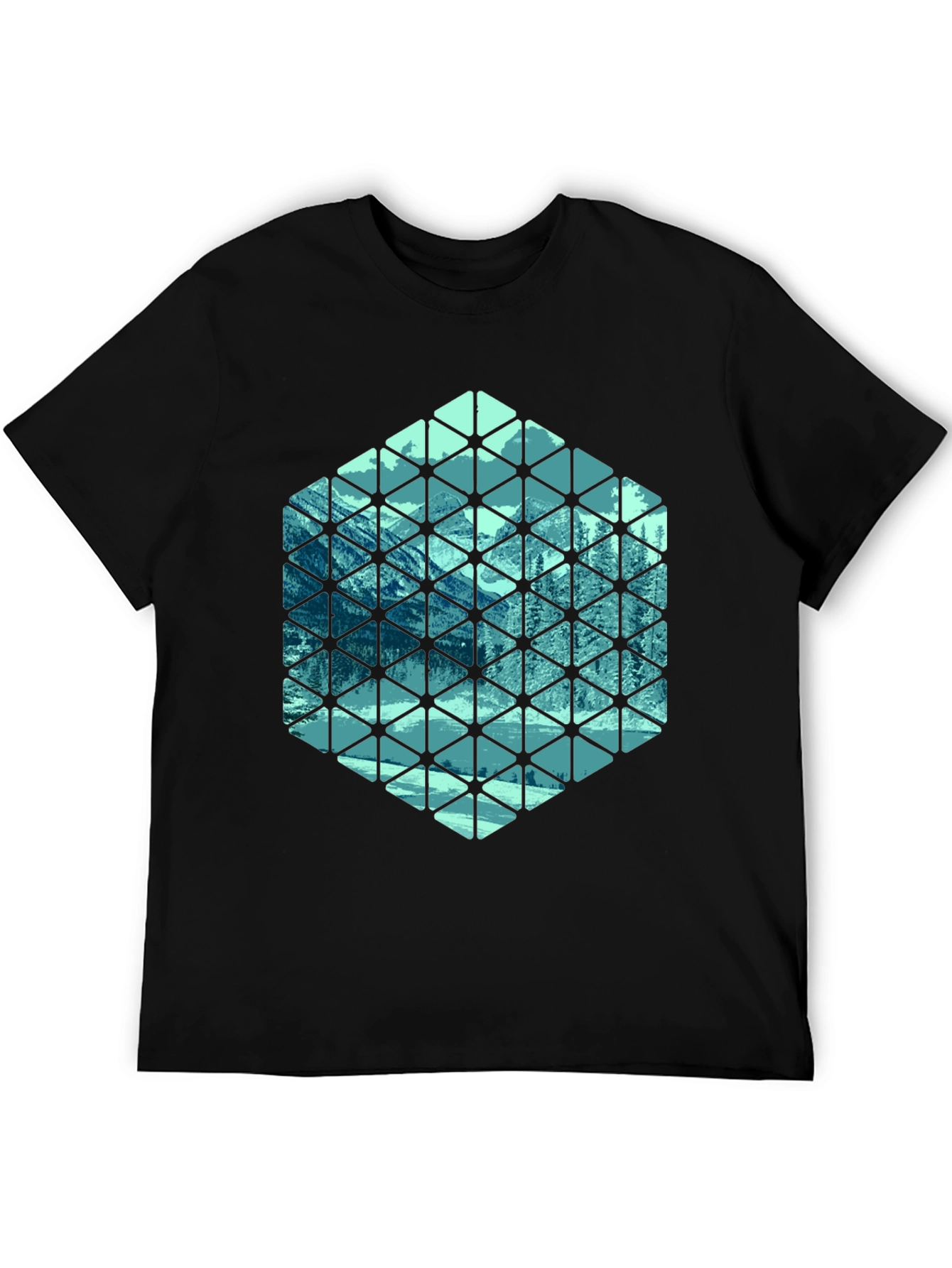 Geometric Mountain Scene T-Shirt