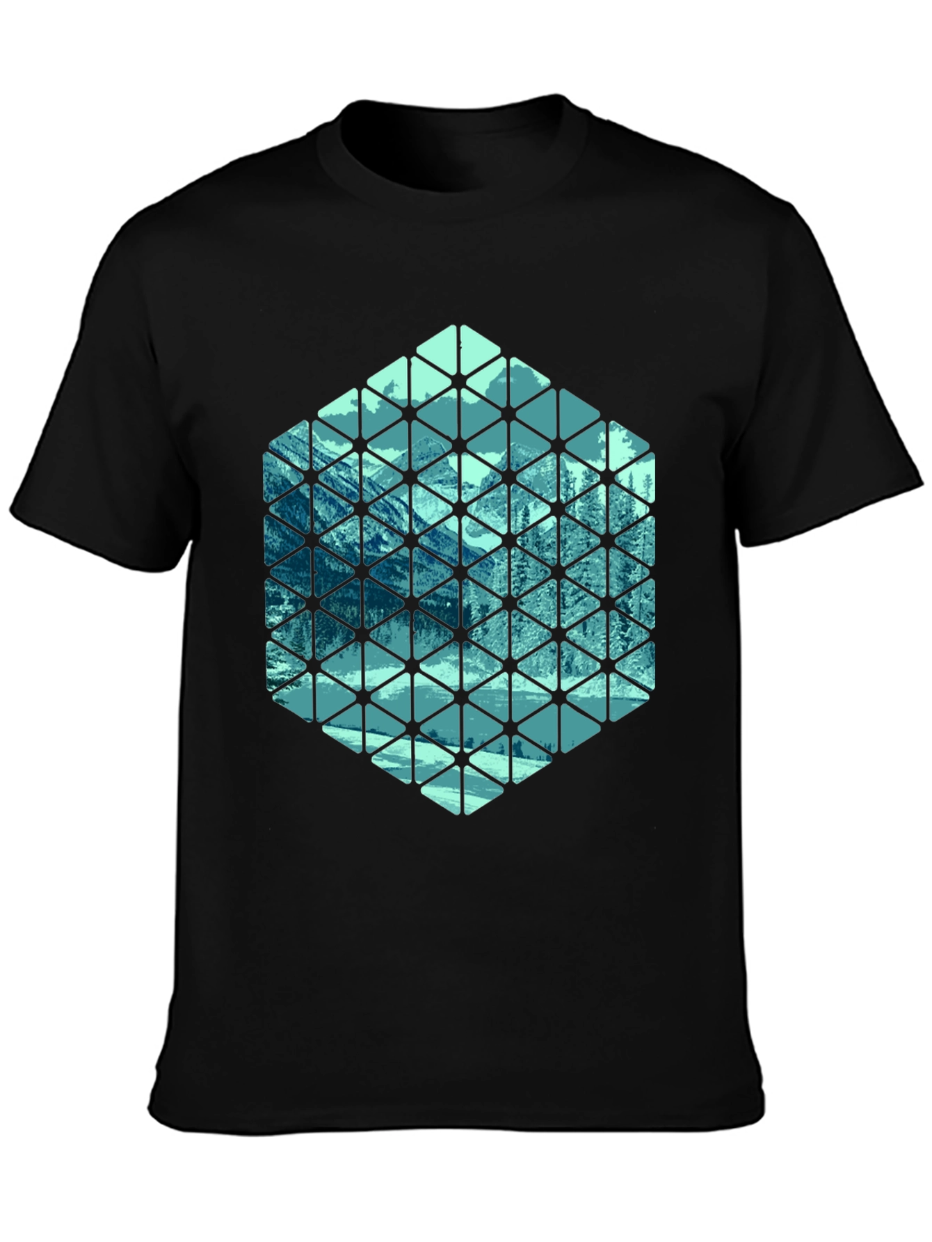 Geometric Mountain Scene T-Shirt