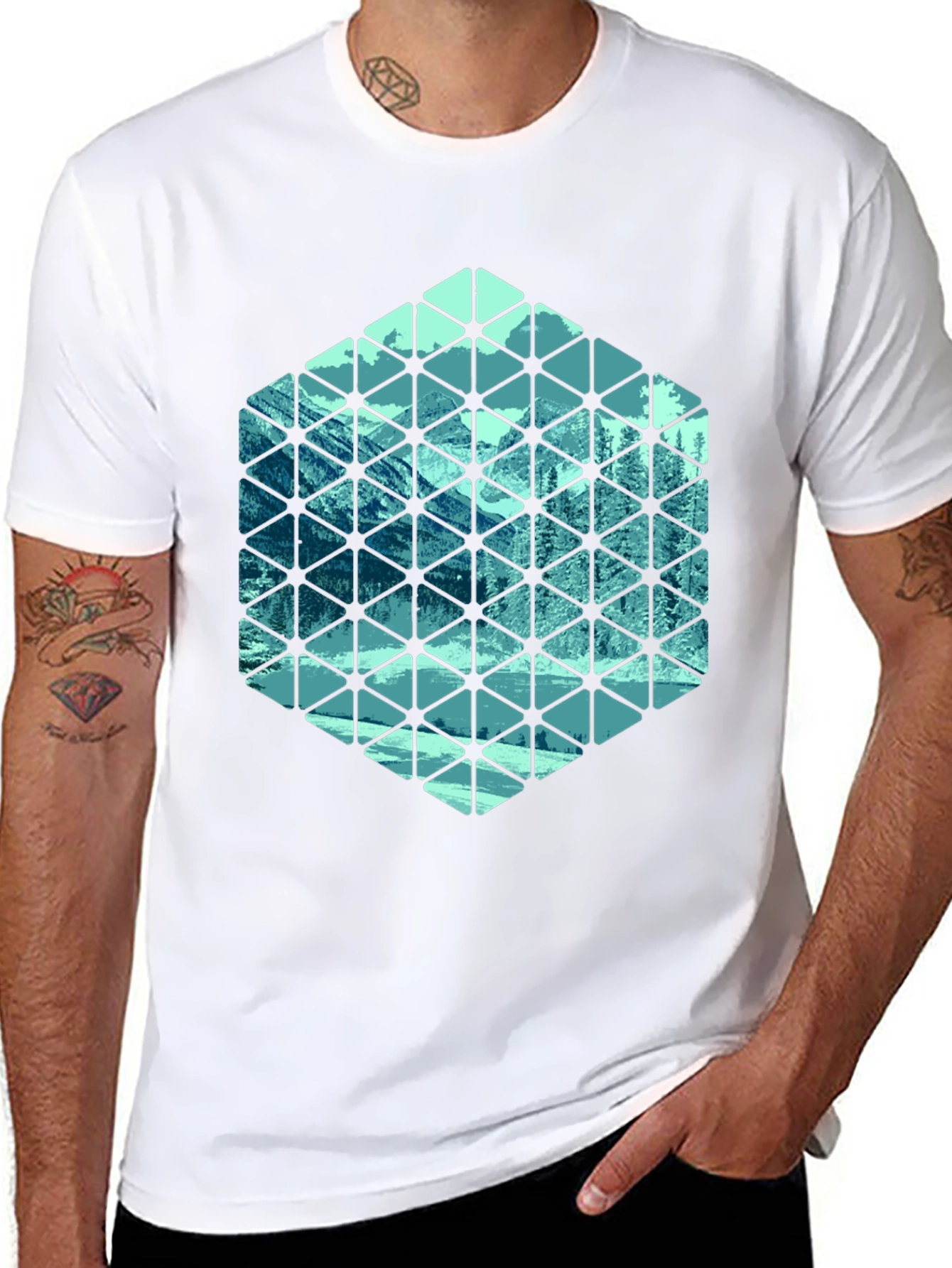 Geometric Mountain Scene T-Shirt