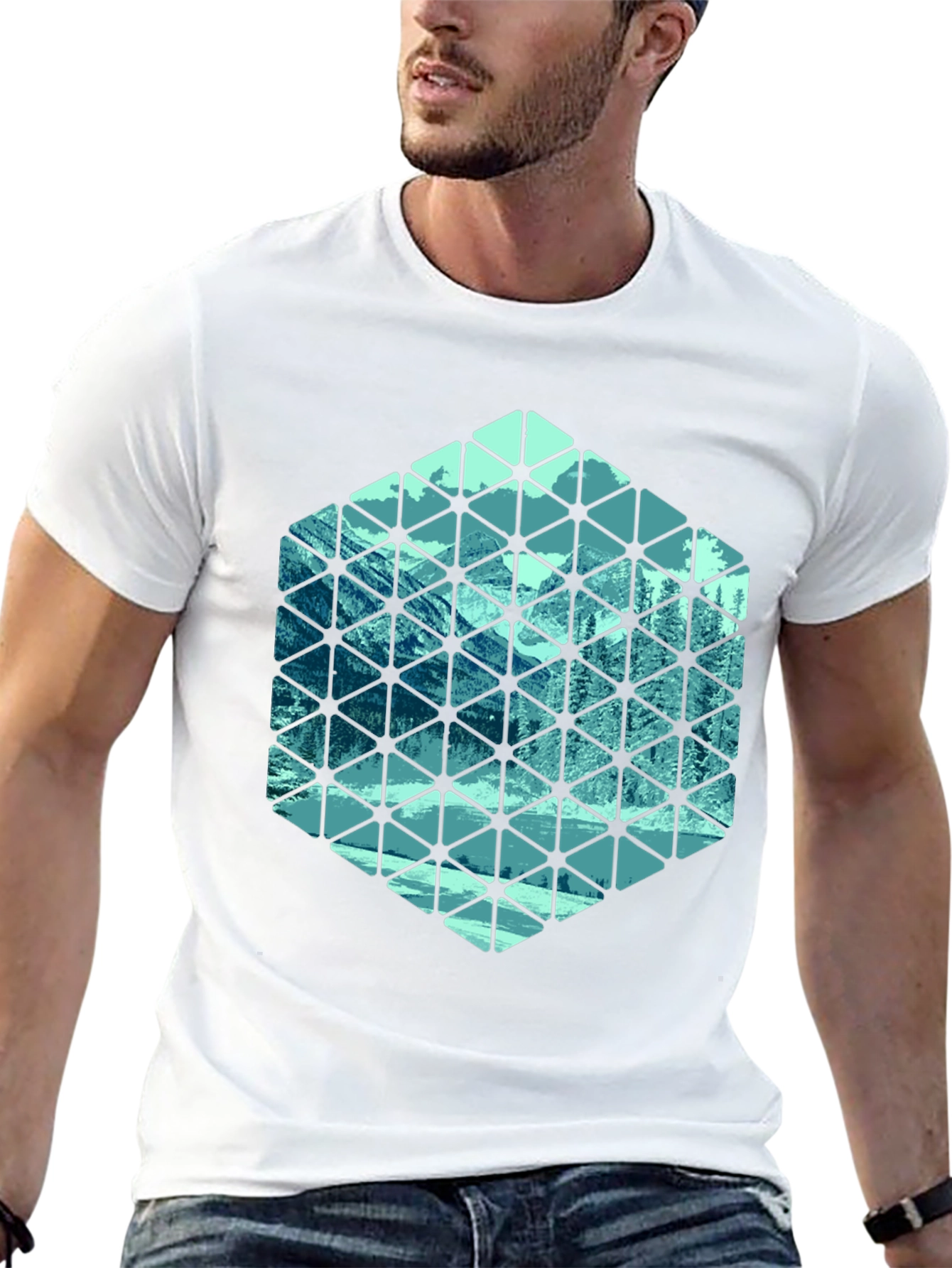 Geometric Mountain Scene T-Shirt
