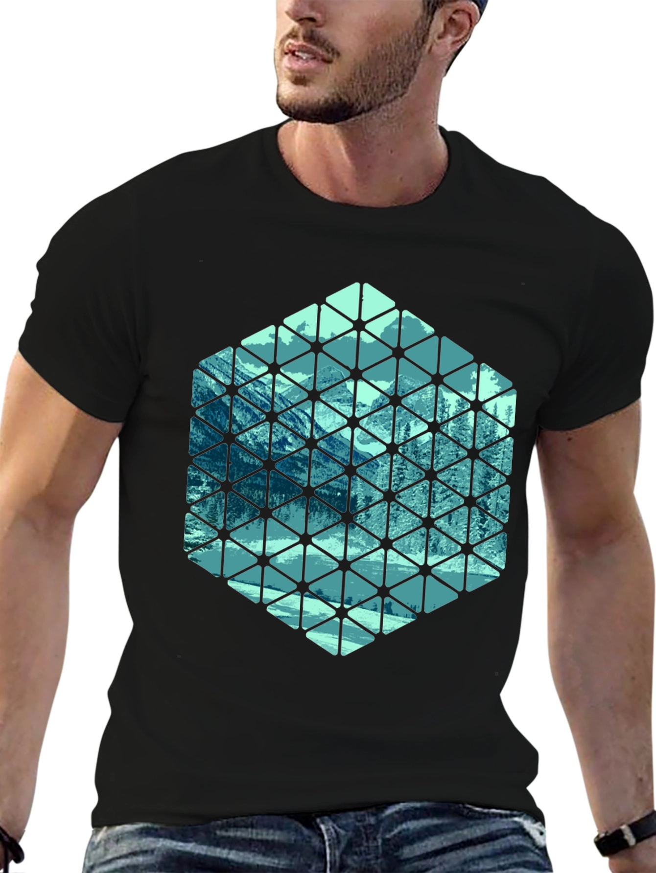 Geometric Mountain Scene T-Shirt