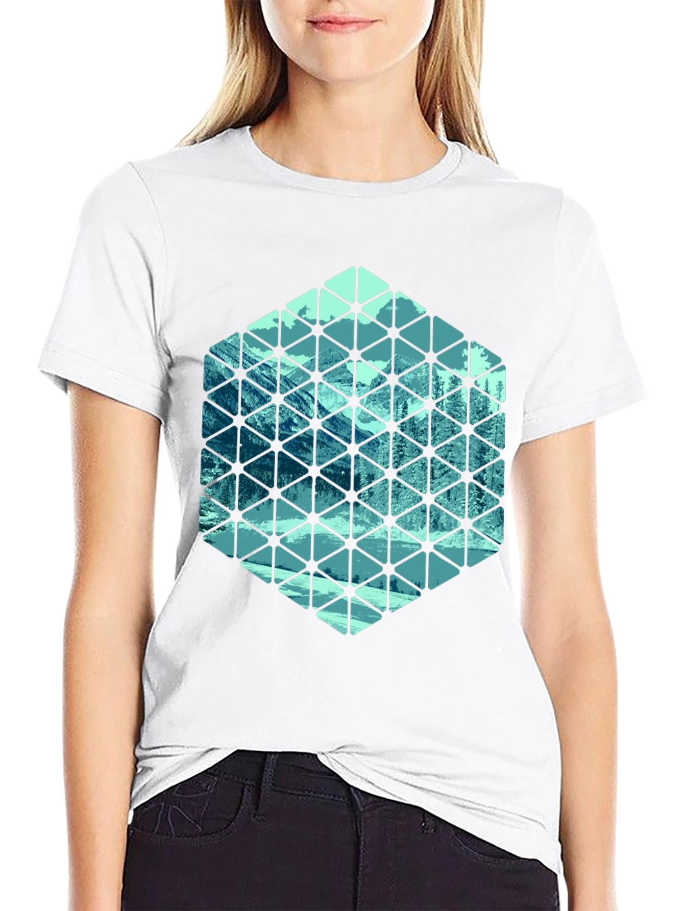Geometric Mountain Scene T-Shirt