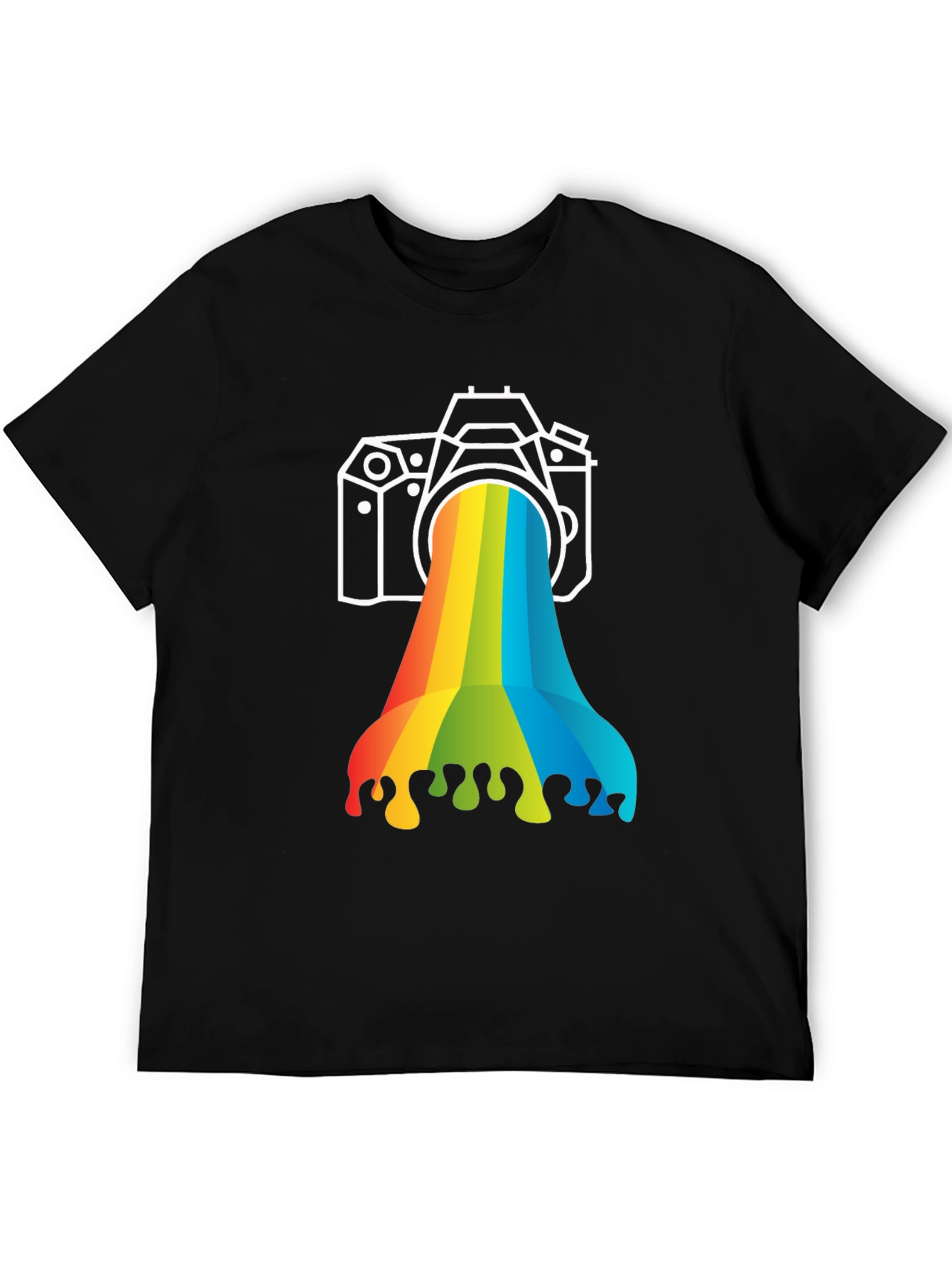 Rainbow Camera Graphic Tee - Black Cotton