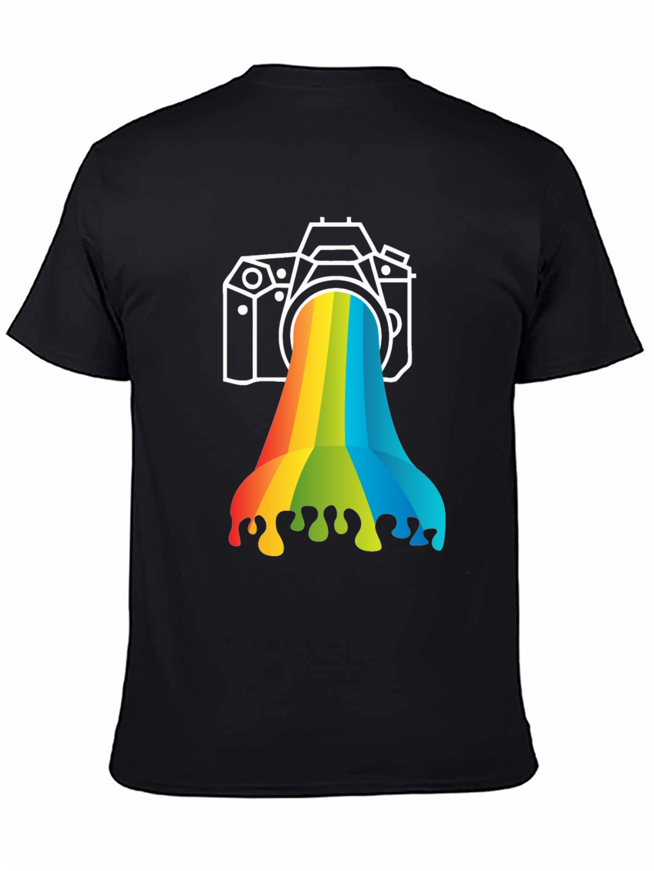 Rainbow Camera Graphic Tee - Black Cotton