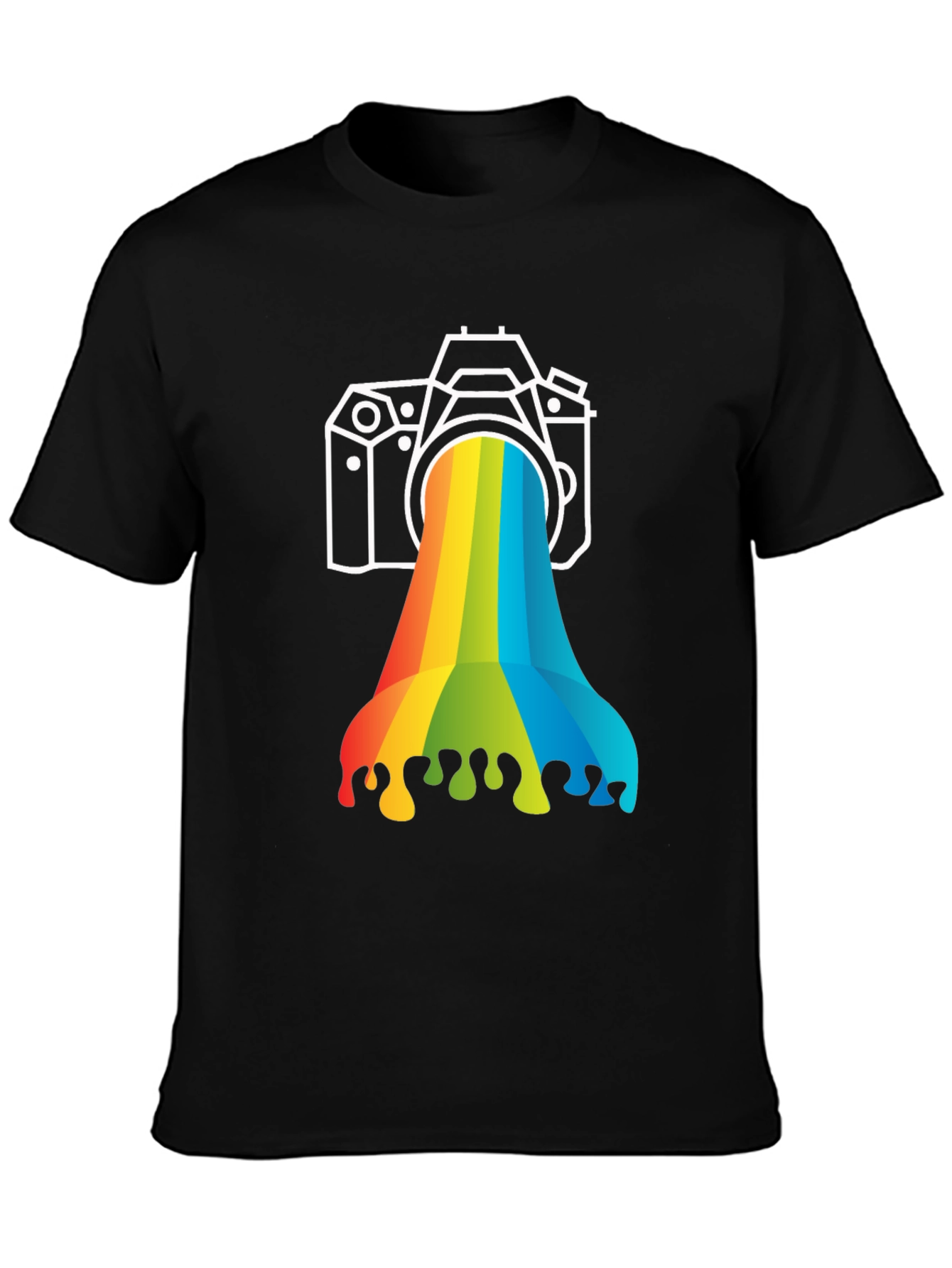 Rainbow Camera Graphic Tee - Black Cotton