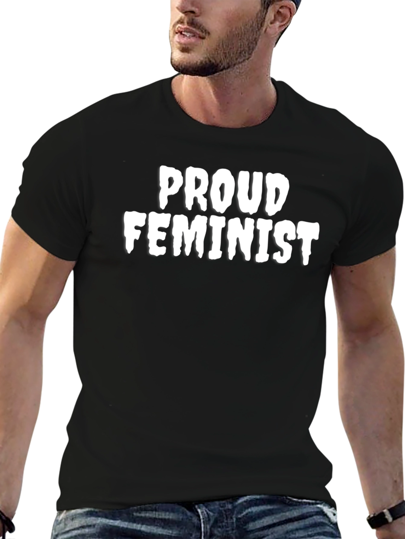 Proud Feminist Graphic Tee - Black Cotton