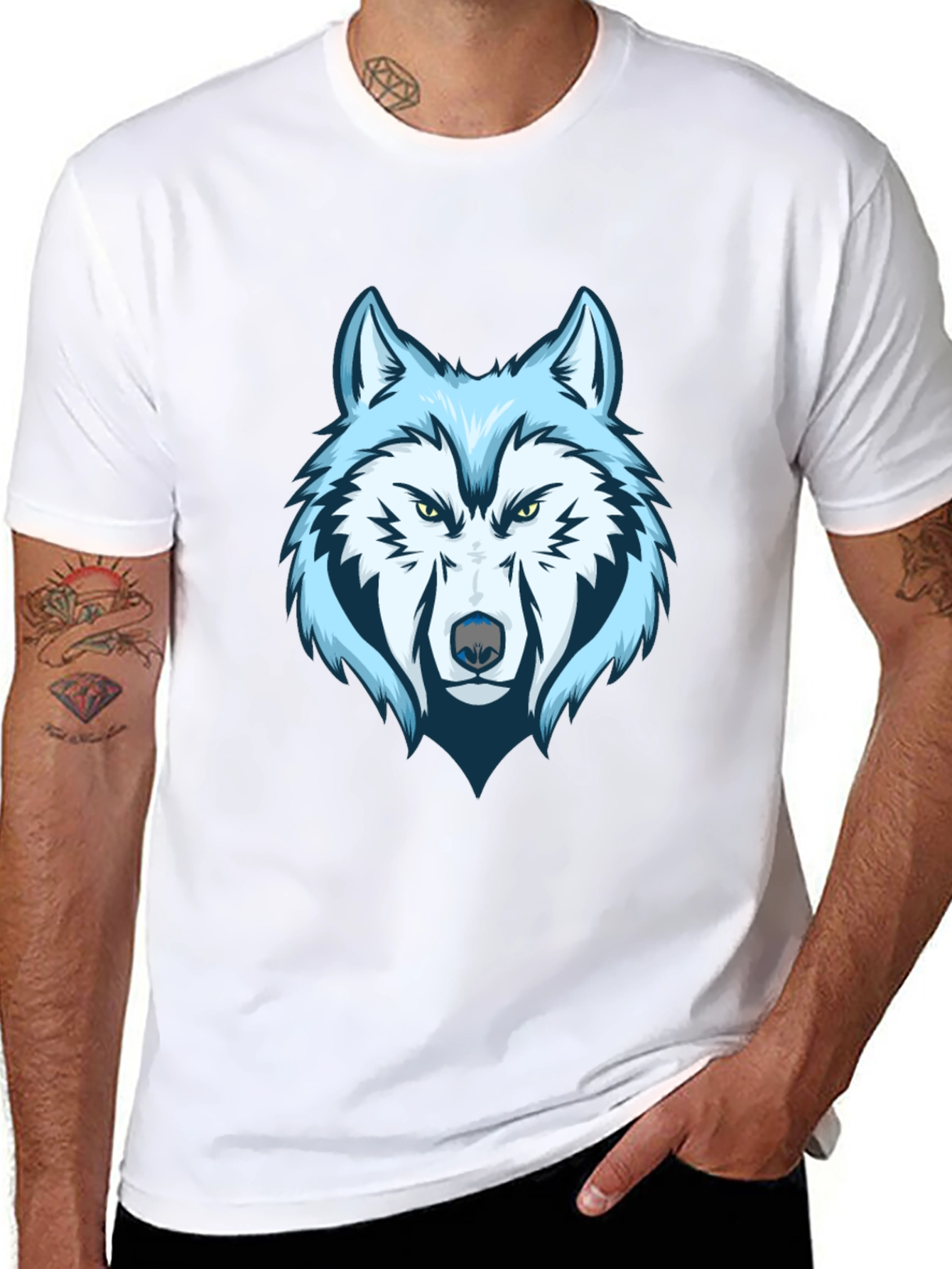 Cool Wolf Graphic Tee - Mens Black T-Shirt