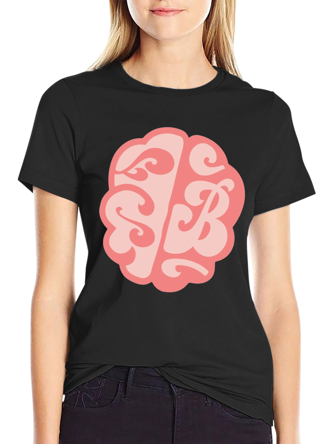 Brain SB Graphic Tee - Black Cotton Blend T-Shirt