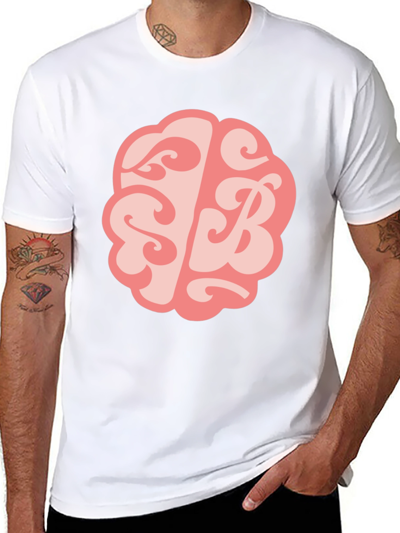 Brain SB Graphic Tee - Black Cotton Blend T-Shirt