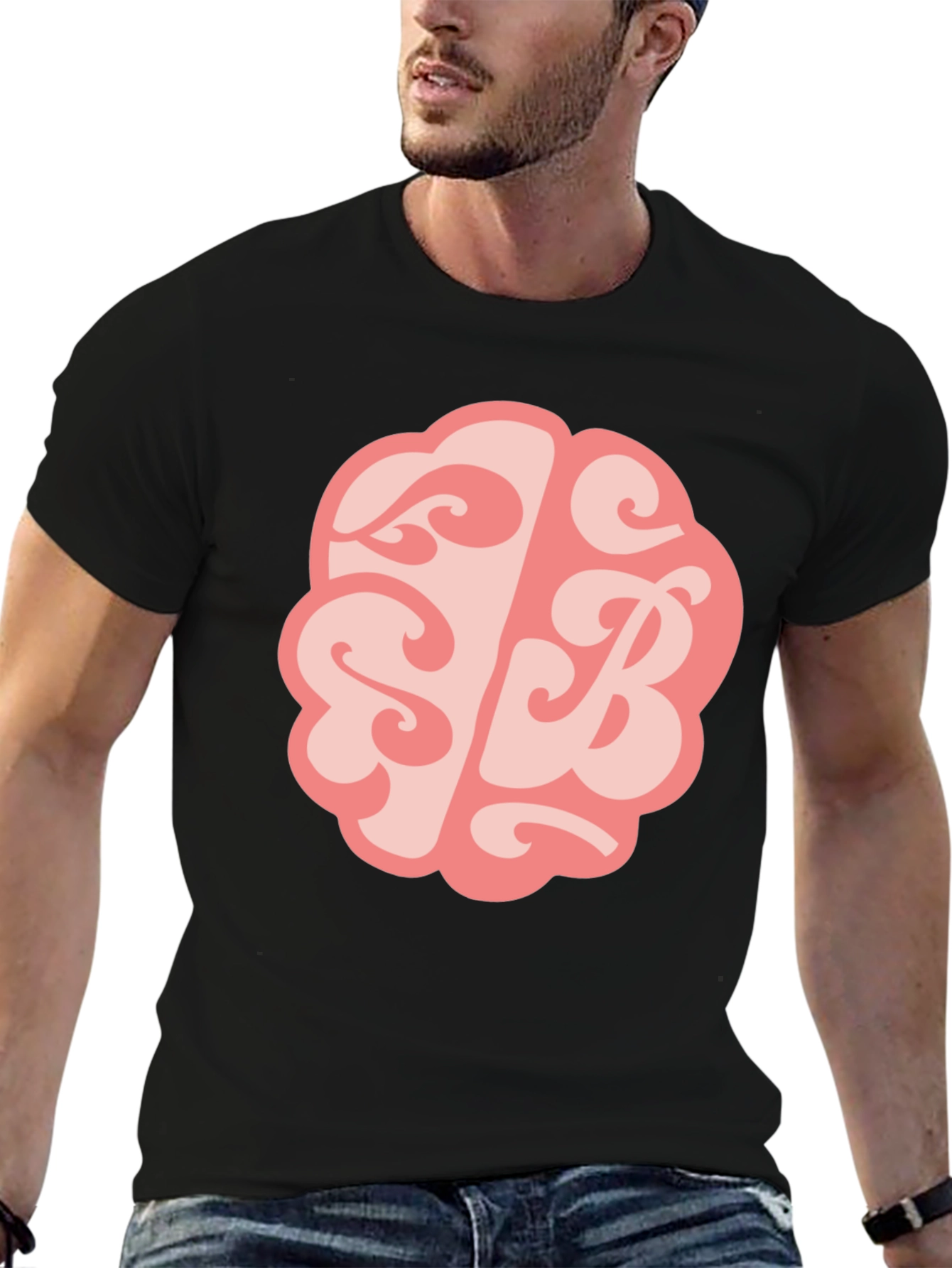 Brain SB Graphic Tee - Black Cotton Blend T-Shirt
