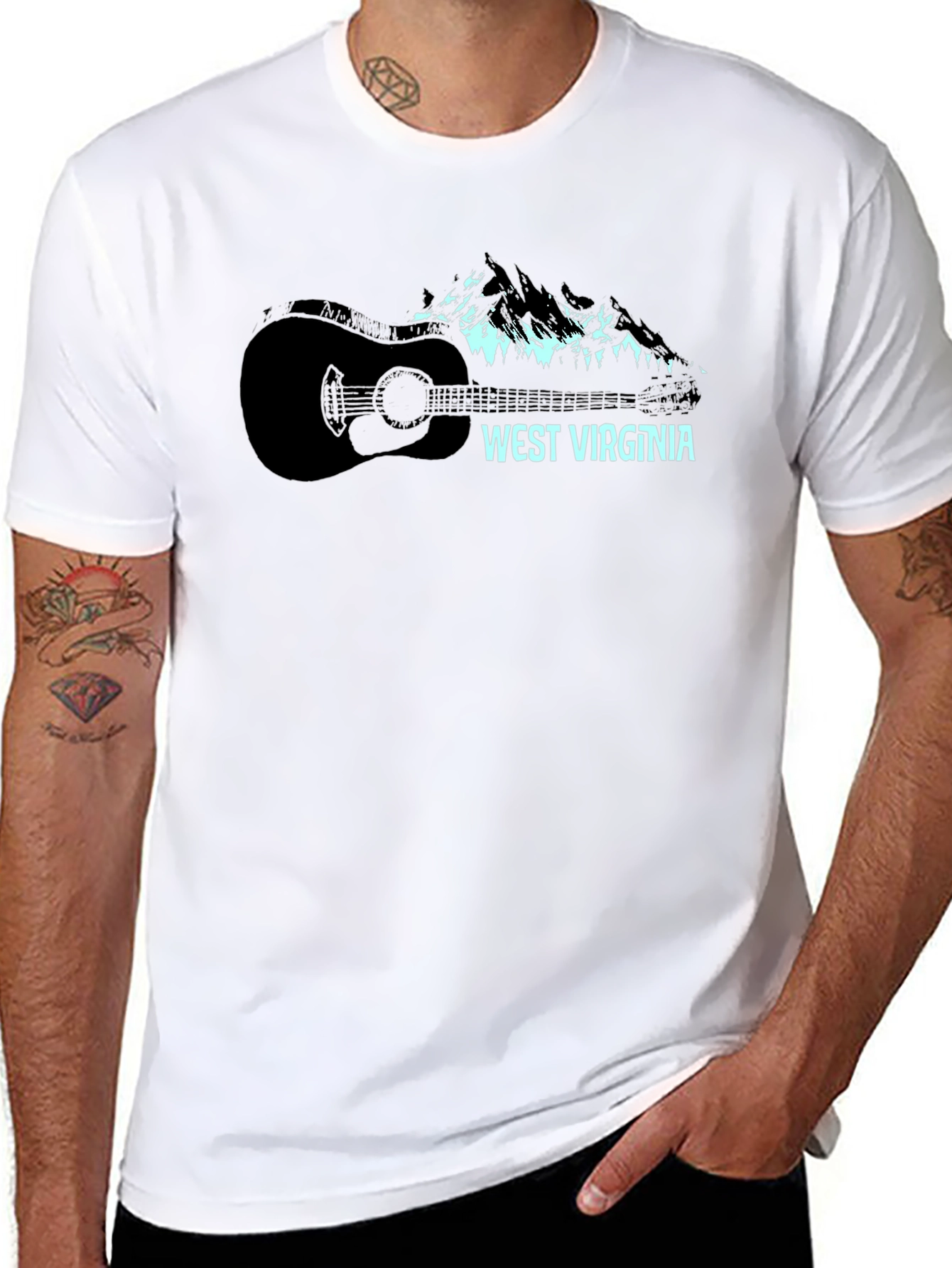 West Virginia Guitar & Mountain Graphic Tee