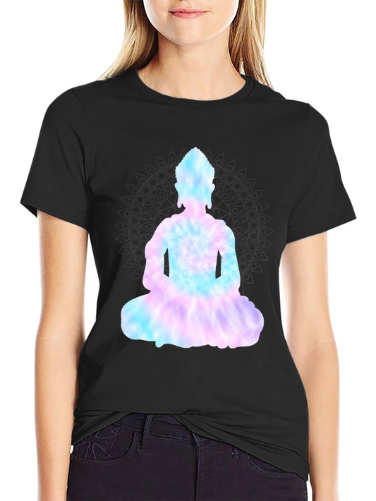 Tie-Dye Buddha Graphic Black Tee
