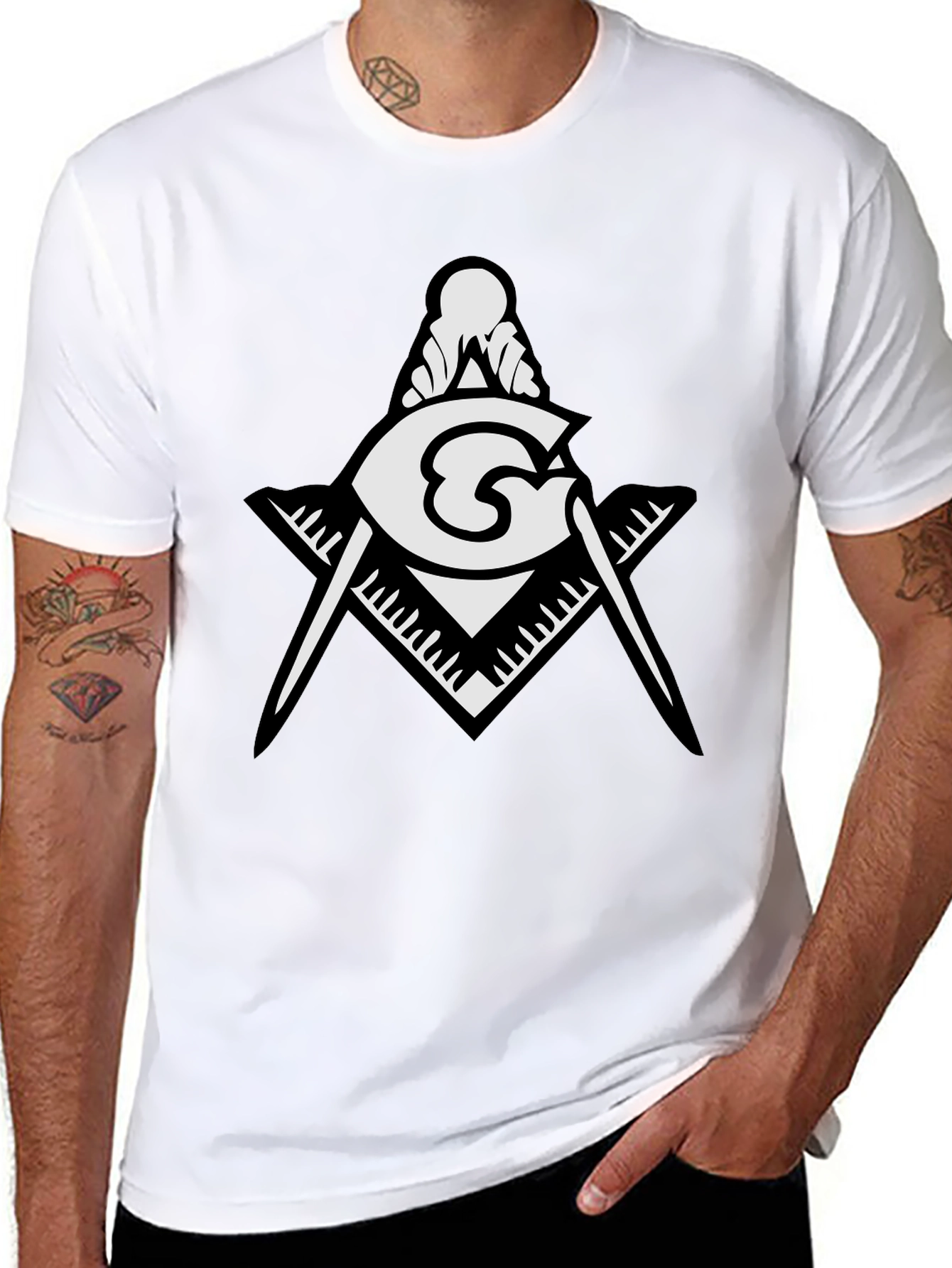 Masonic Compass & Square Graphic T-Shirt