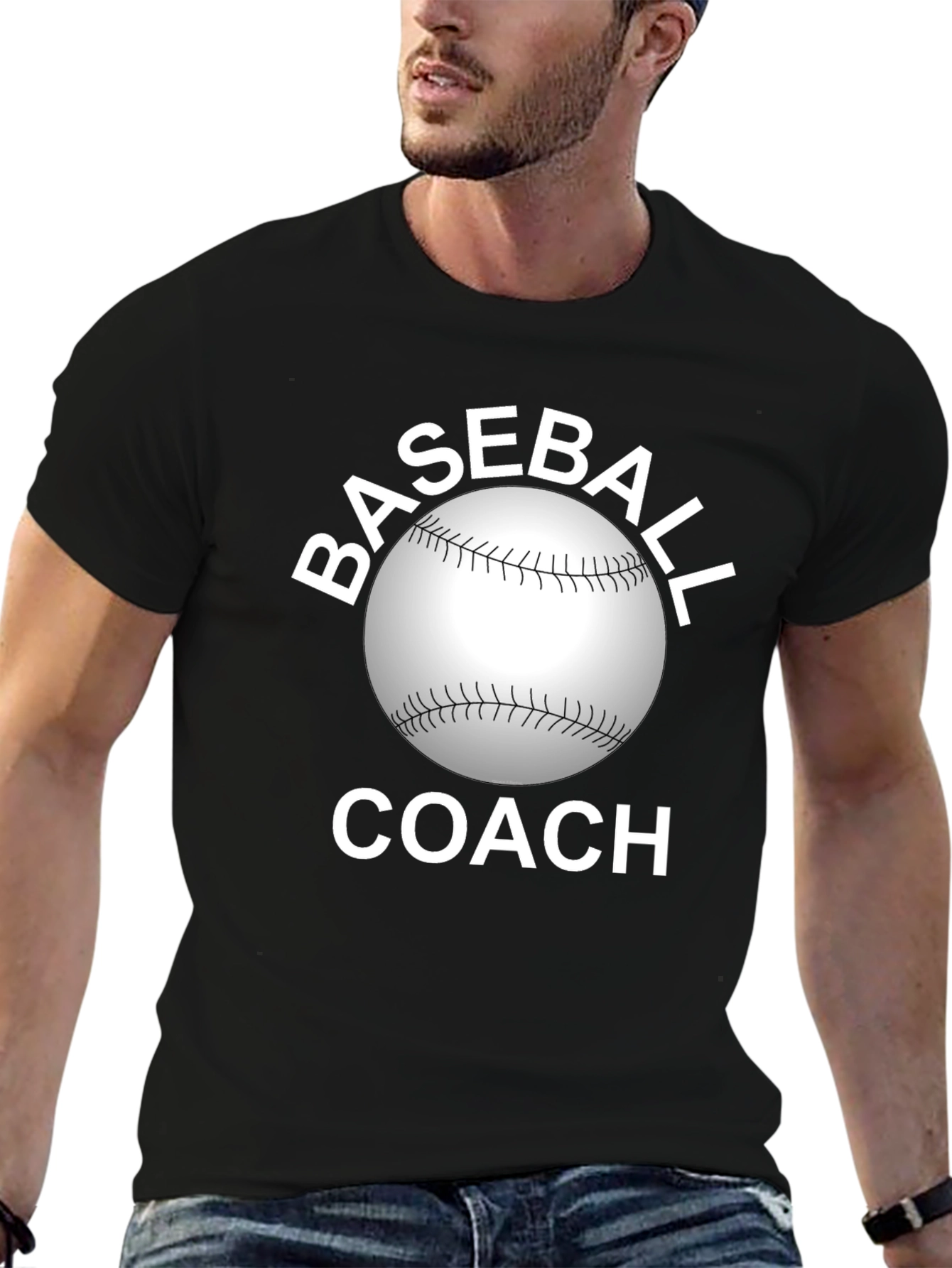 Baseball Coach T-Shirt - Black Graphic Tee