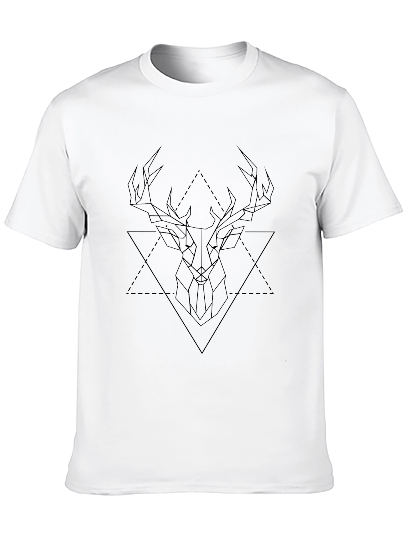 Geometric Deer Head Black T-Shirt