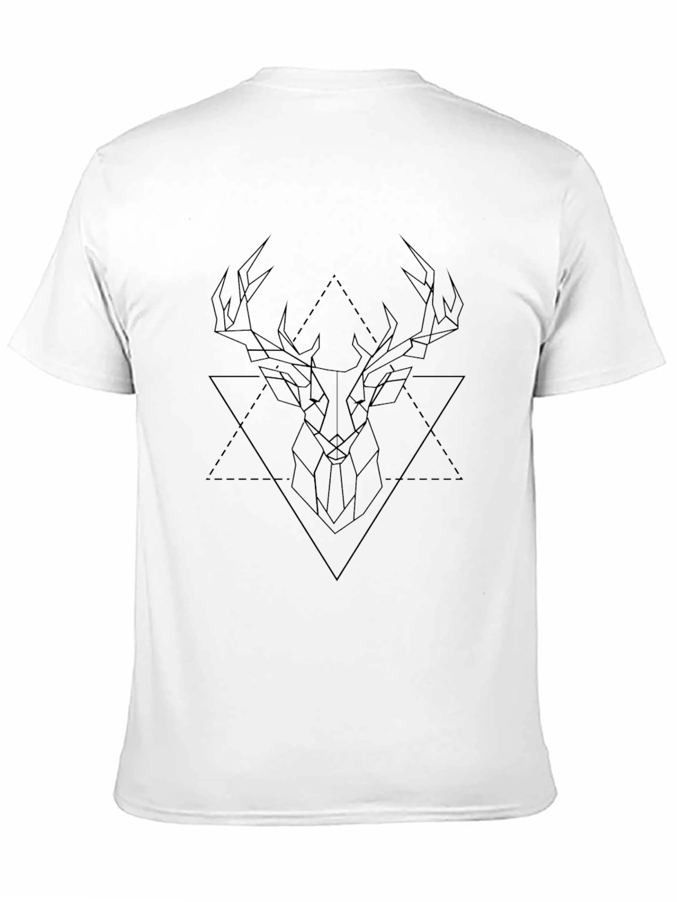 Geometric Deer Head Black T-Shirt
