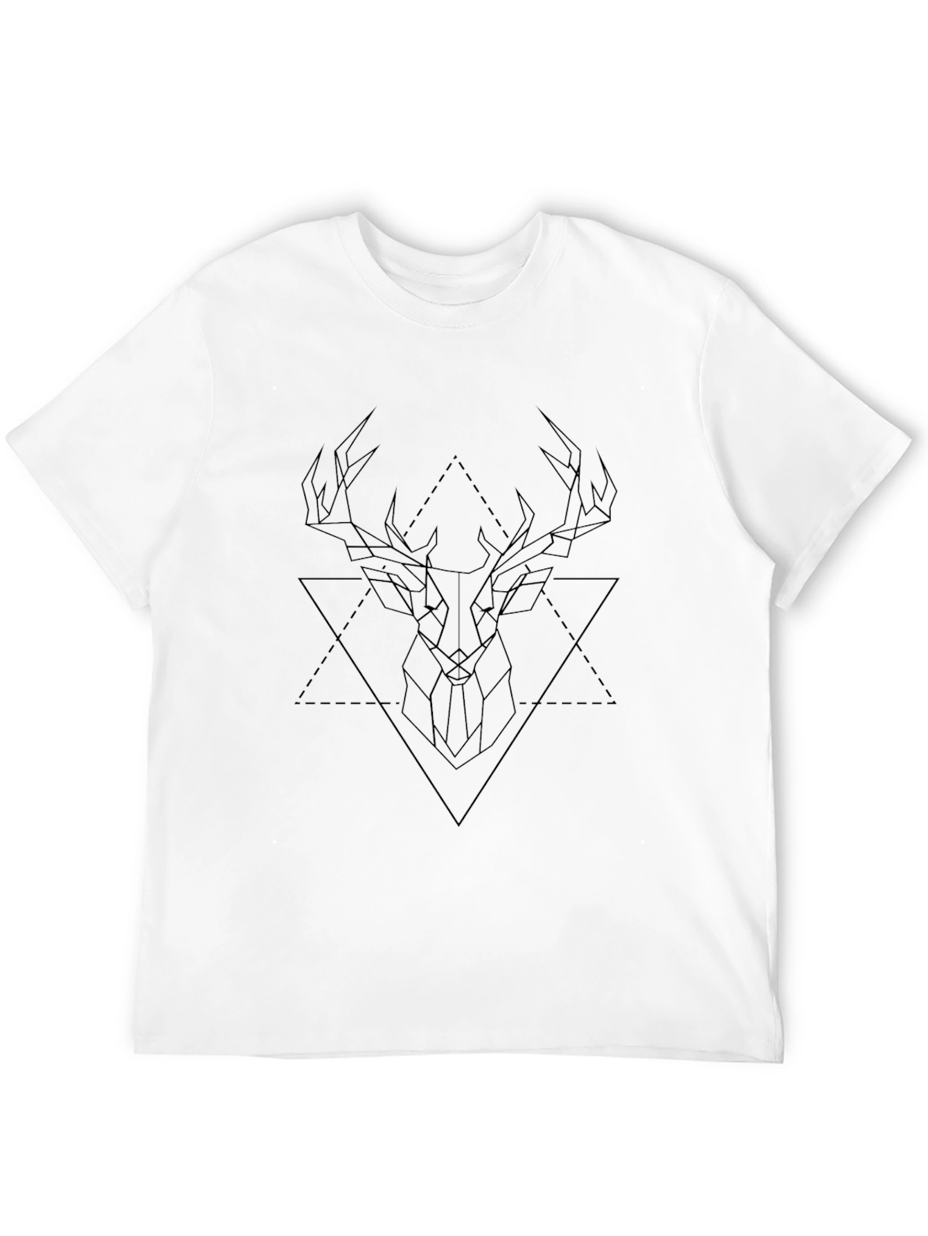 Geometric Deer Head Black T-Shirt