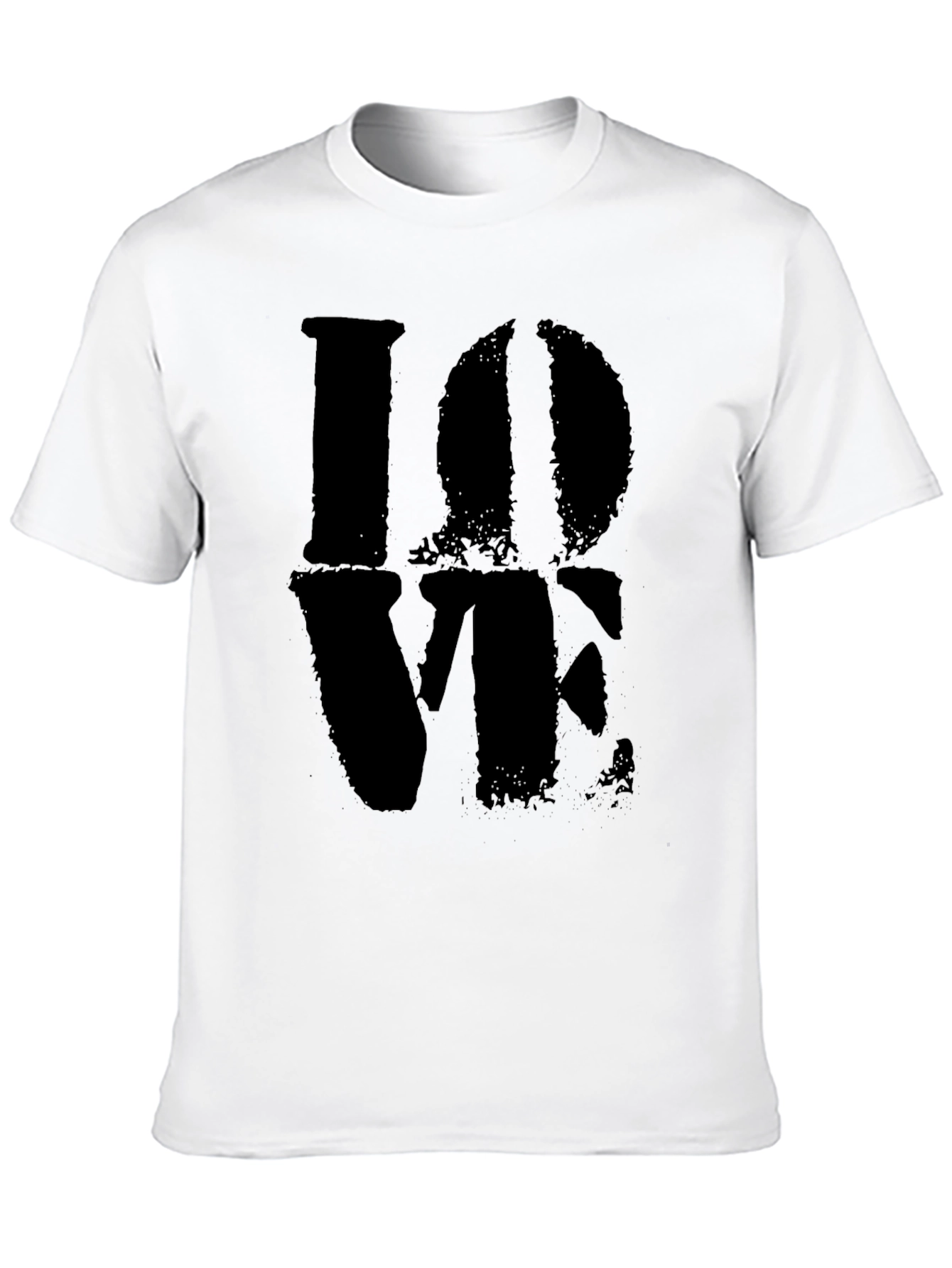 Distressed LOVE Graphic Black Tee