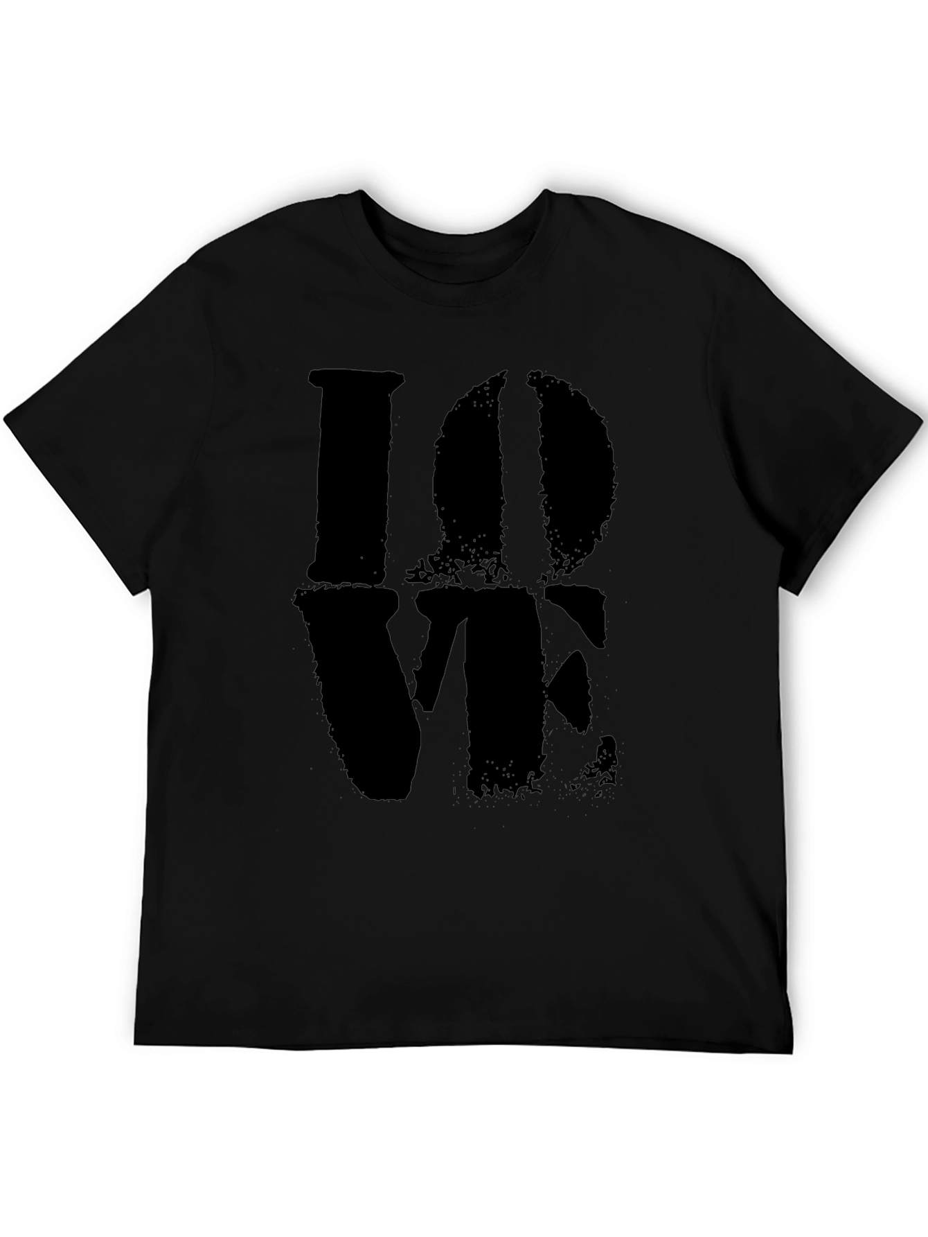 Distressed LOVE Graphic Black Tee