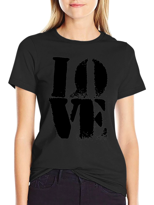 Distressed LOVE Graphic Black Tee