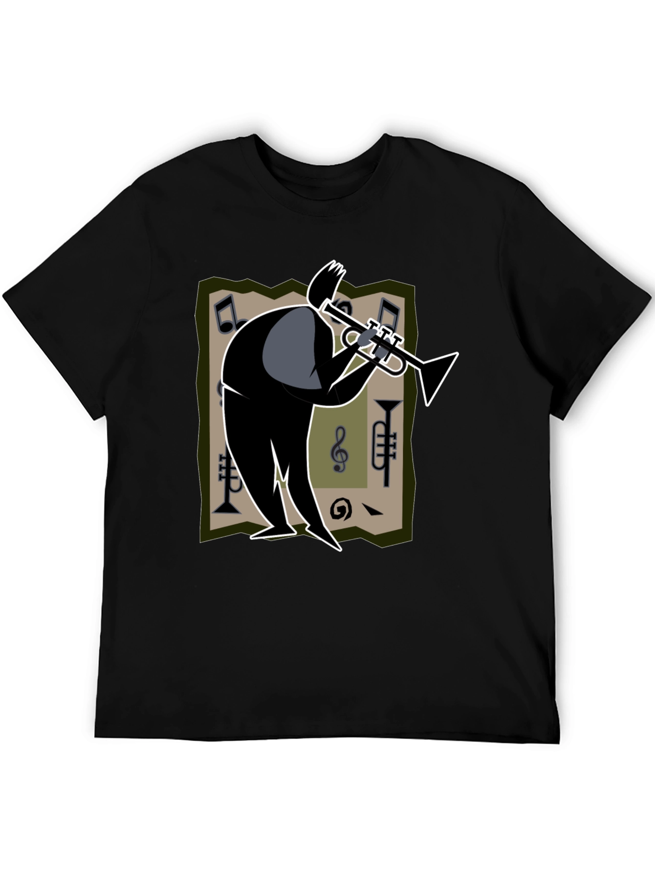 Cool Jazz Musician Graphic Tee - Black Cotton Shirt