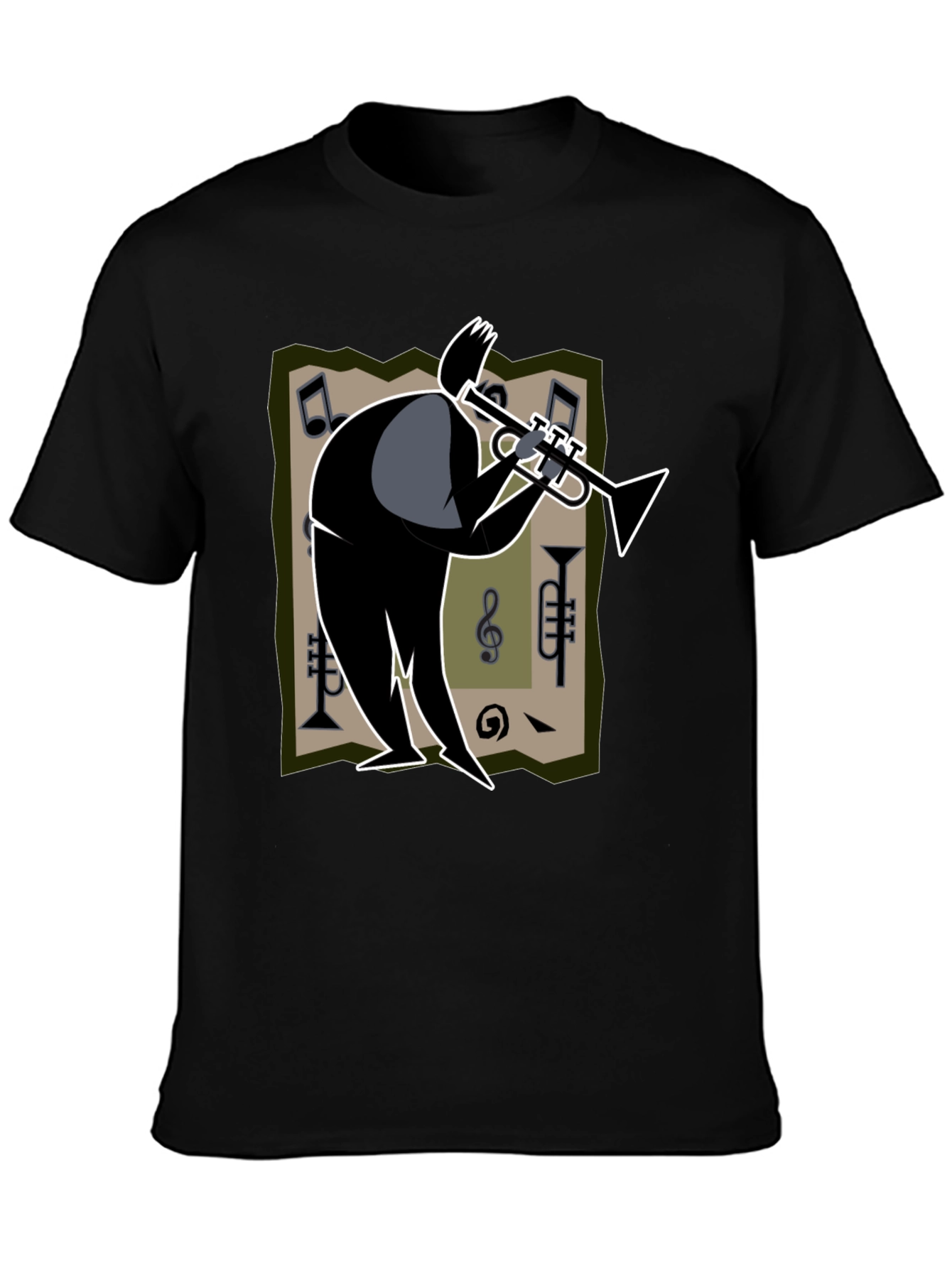 Cool Jazz Musician Graphic Tee - Black Cotton Shirt