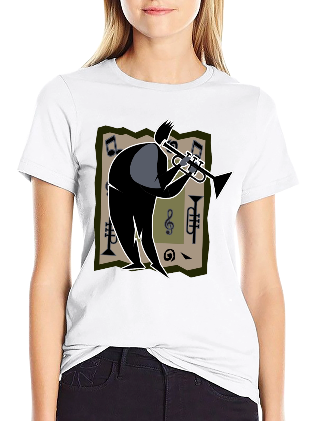 Cool Jazz Musician Graphic Tee - Black Cotton Shirt