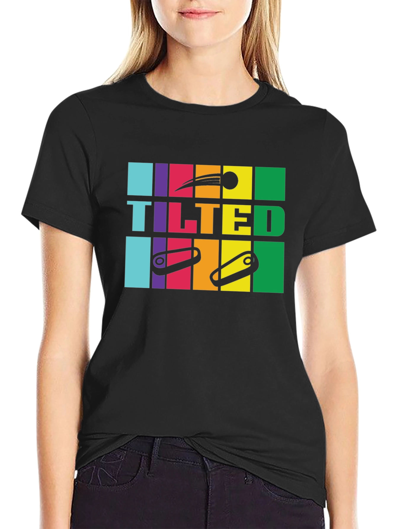 Tilted Pinball Black T-Shirt