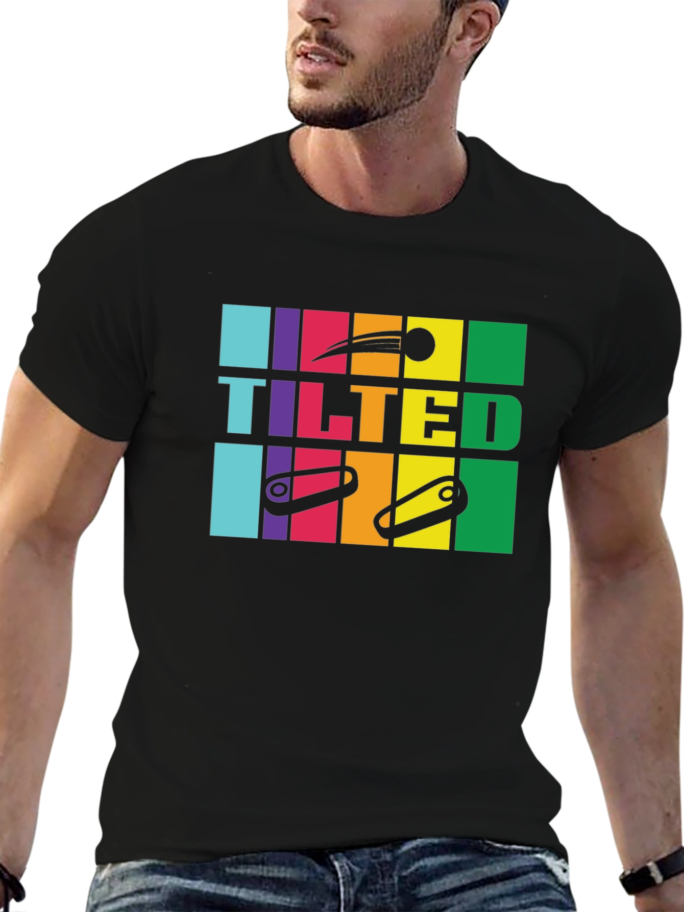 Tilted Pinball Black T-Shirt