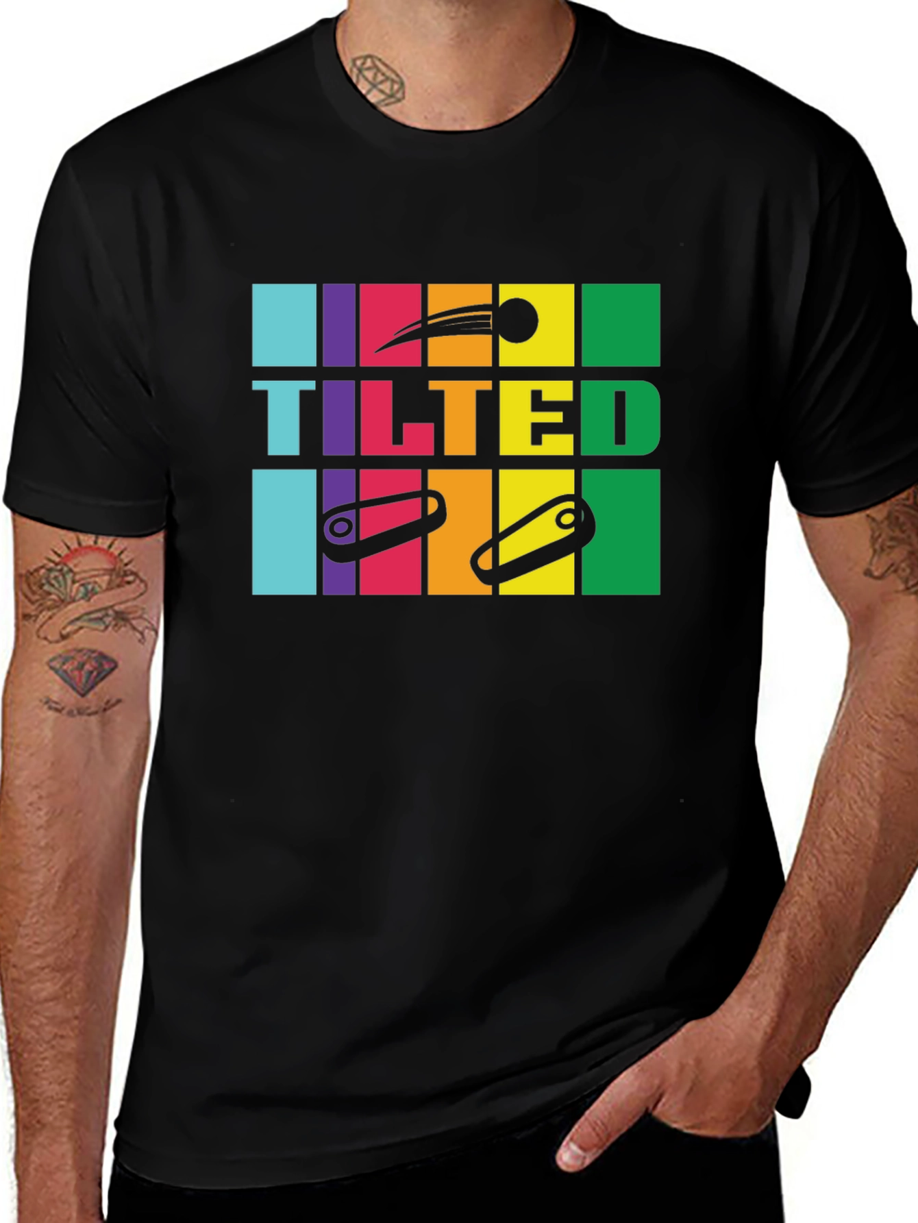Tilted Pinball Black T-Shirt
