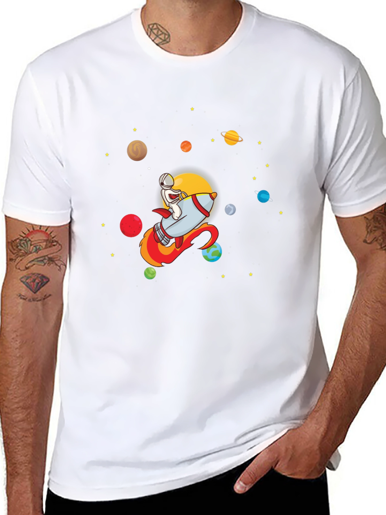 Astronaut Rocket T-Shirt - Galaxy Graphic Tee