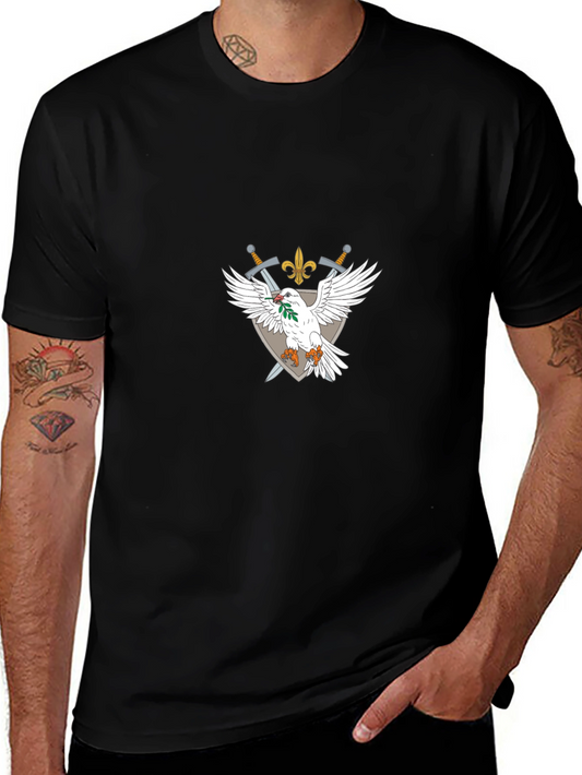Emblem Tee: White Dove Crossed Swords Fleur-de-lis