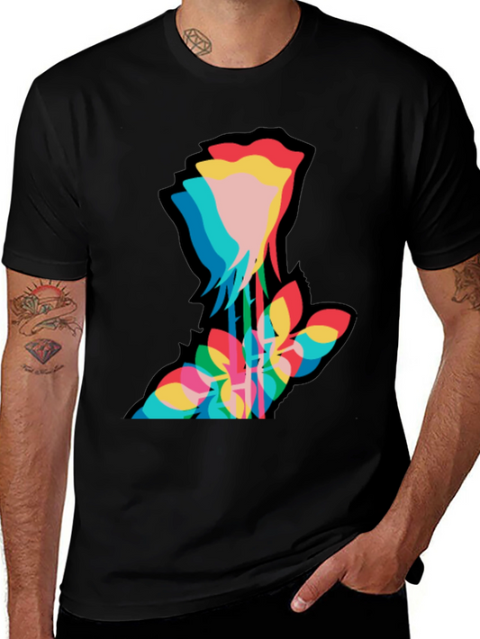 Modern Rose Graphic T-Shirt - Cool Colorful Floral Design