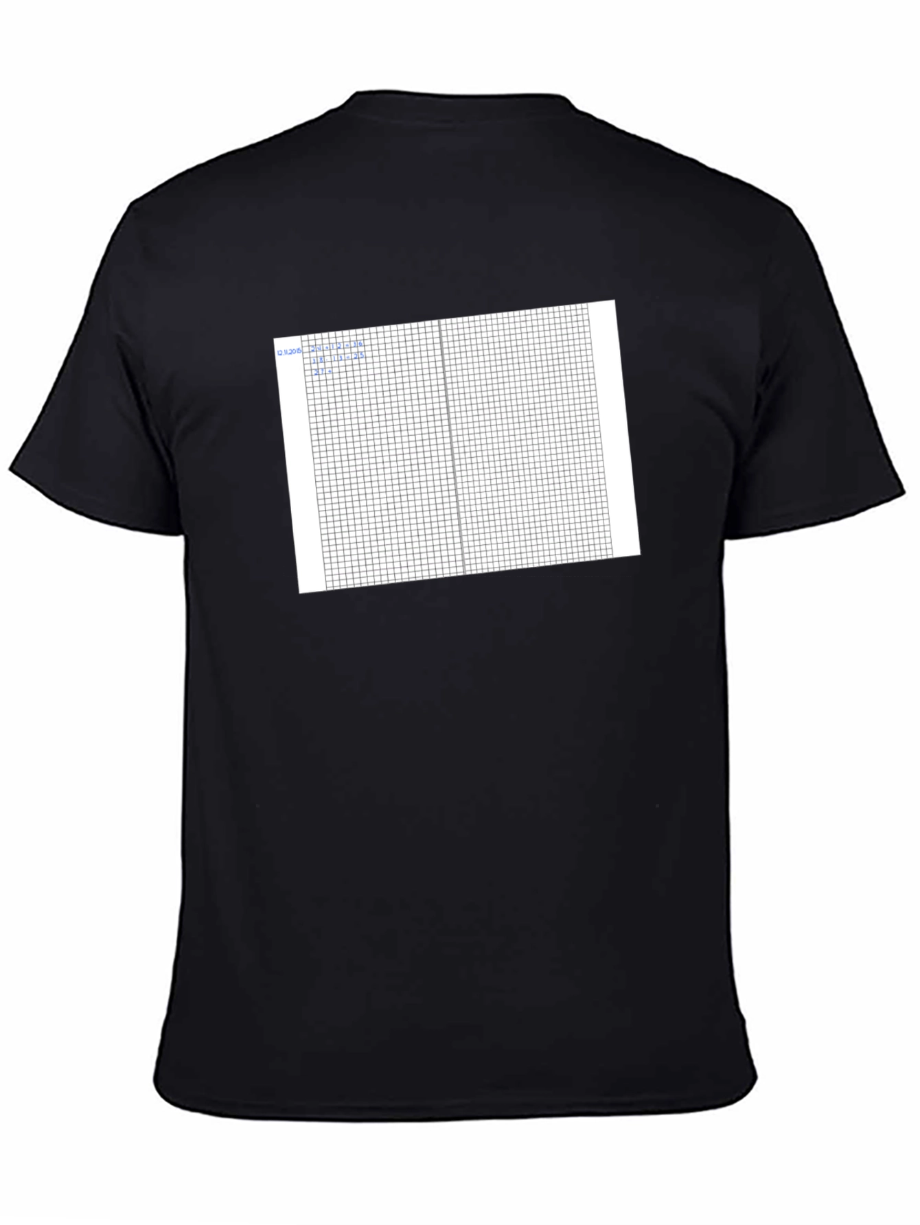 Grid Design Black Cotton T-Shirt