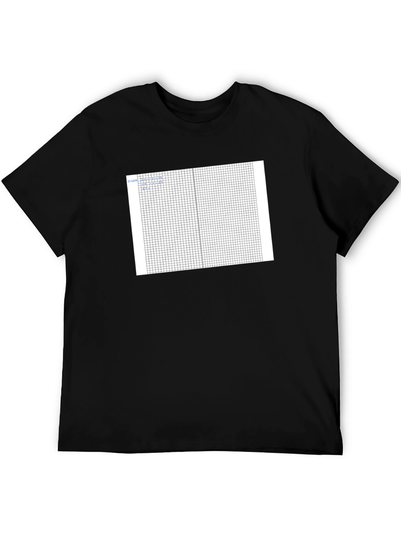 Grid Design Black Cotton T-Shirt
