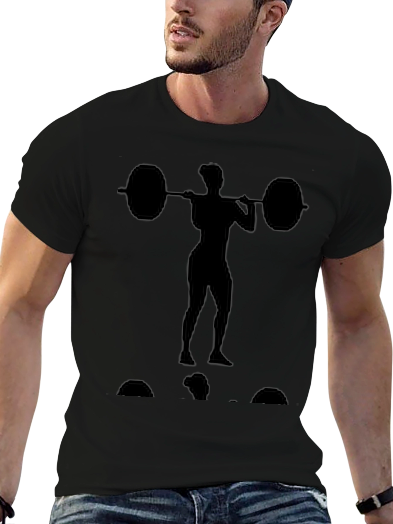 Weightlifting Silhouette Black T-Shirt