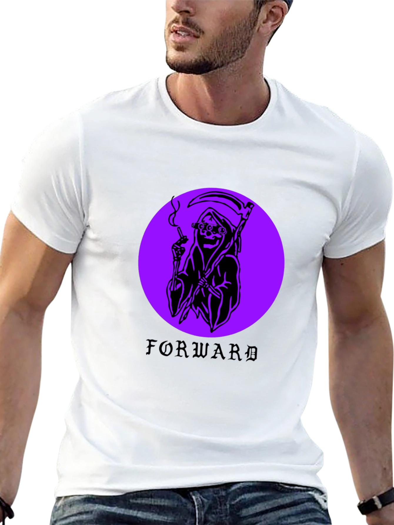 Grim Reaper Forward Graphic Black T-Shirt