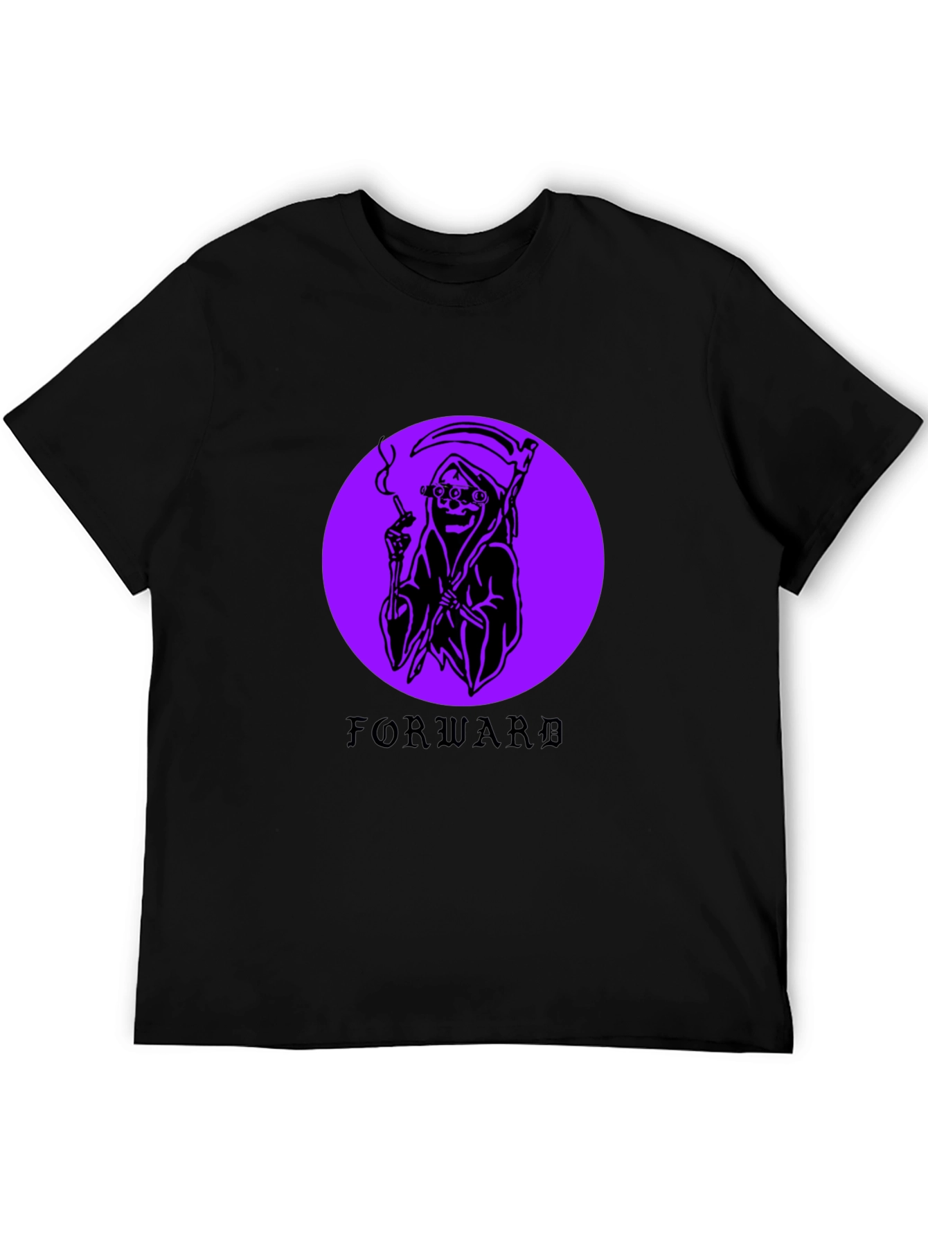 Grim Reaper Forward Graphic Black T-Shirt