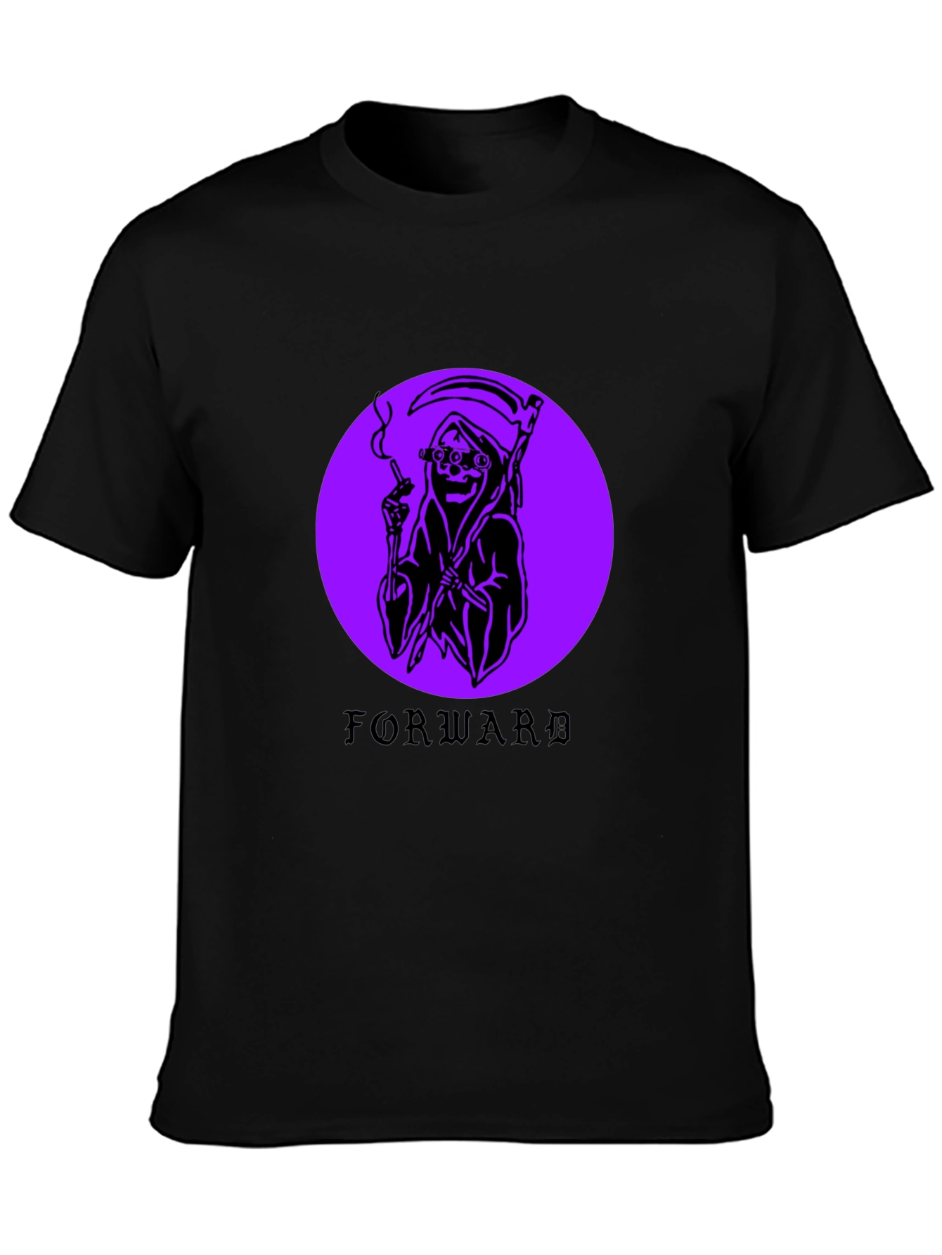 Grim Reaper Forward Graphic Black T-Shirt