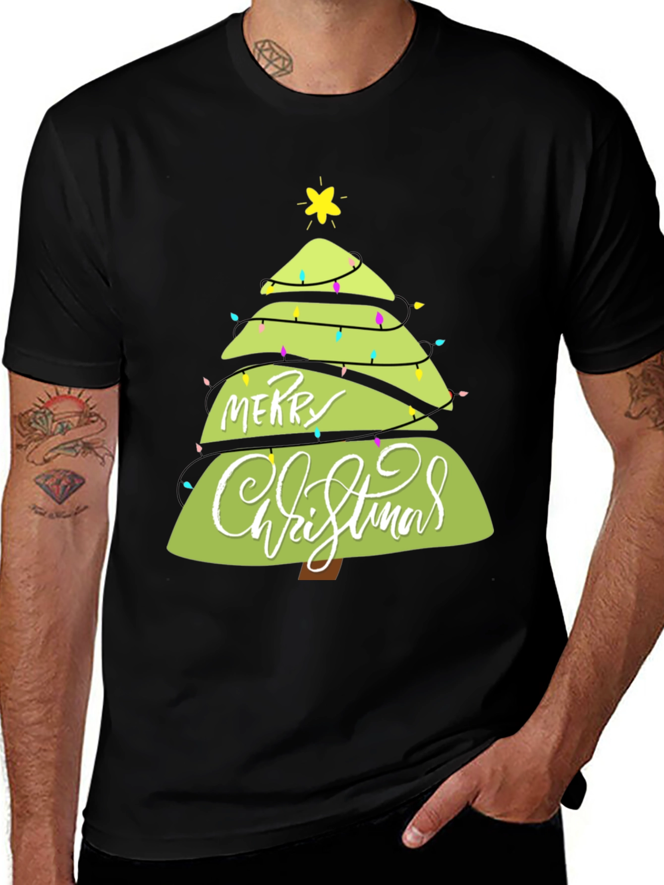 Merry Christmas Tree Graphic T-Shirt