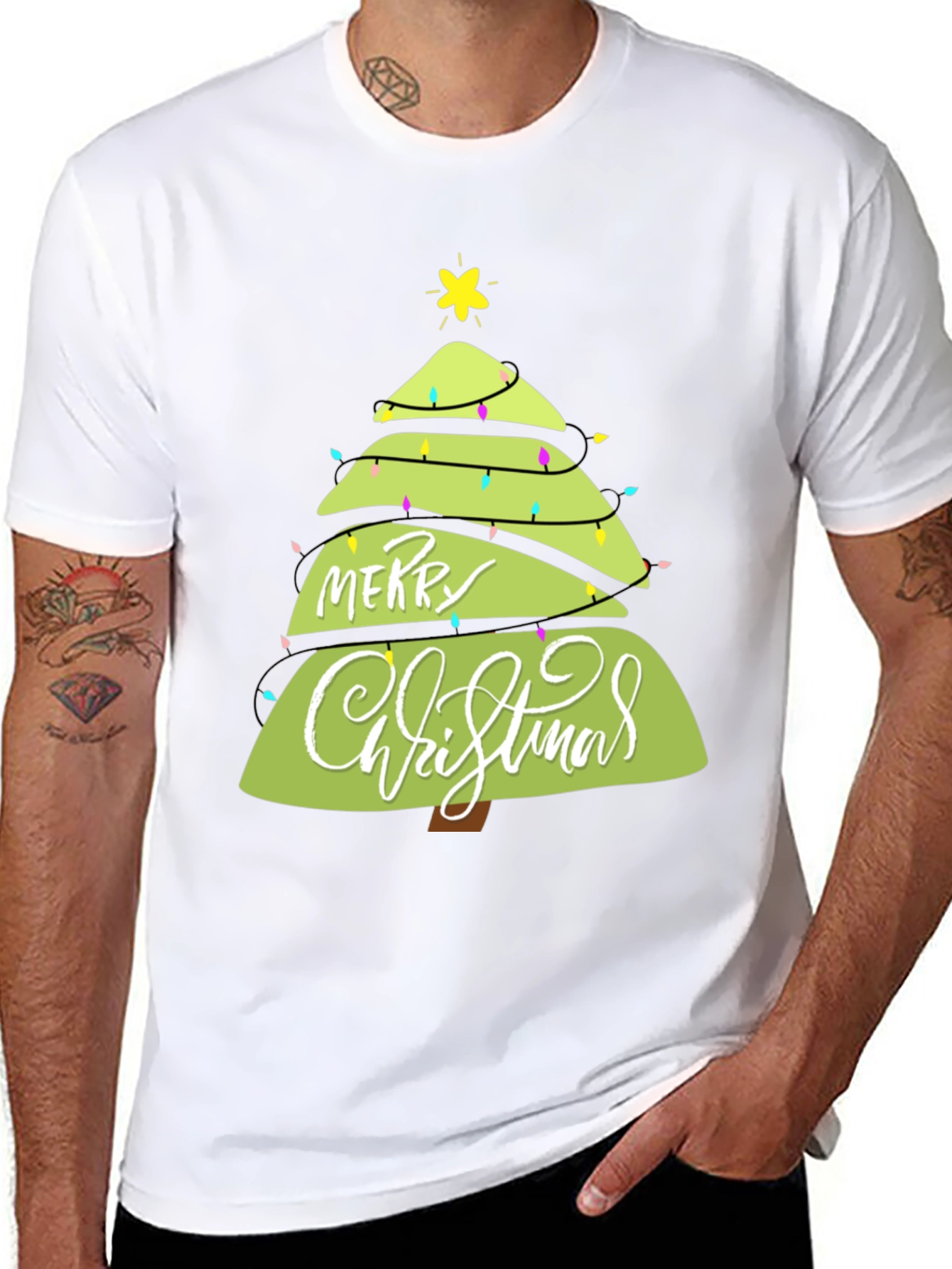 Merry Christmas Tree Graphic T-Shirt
