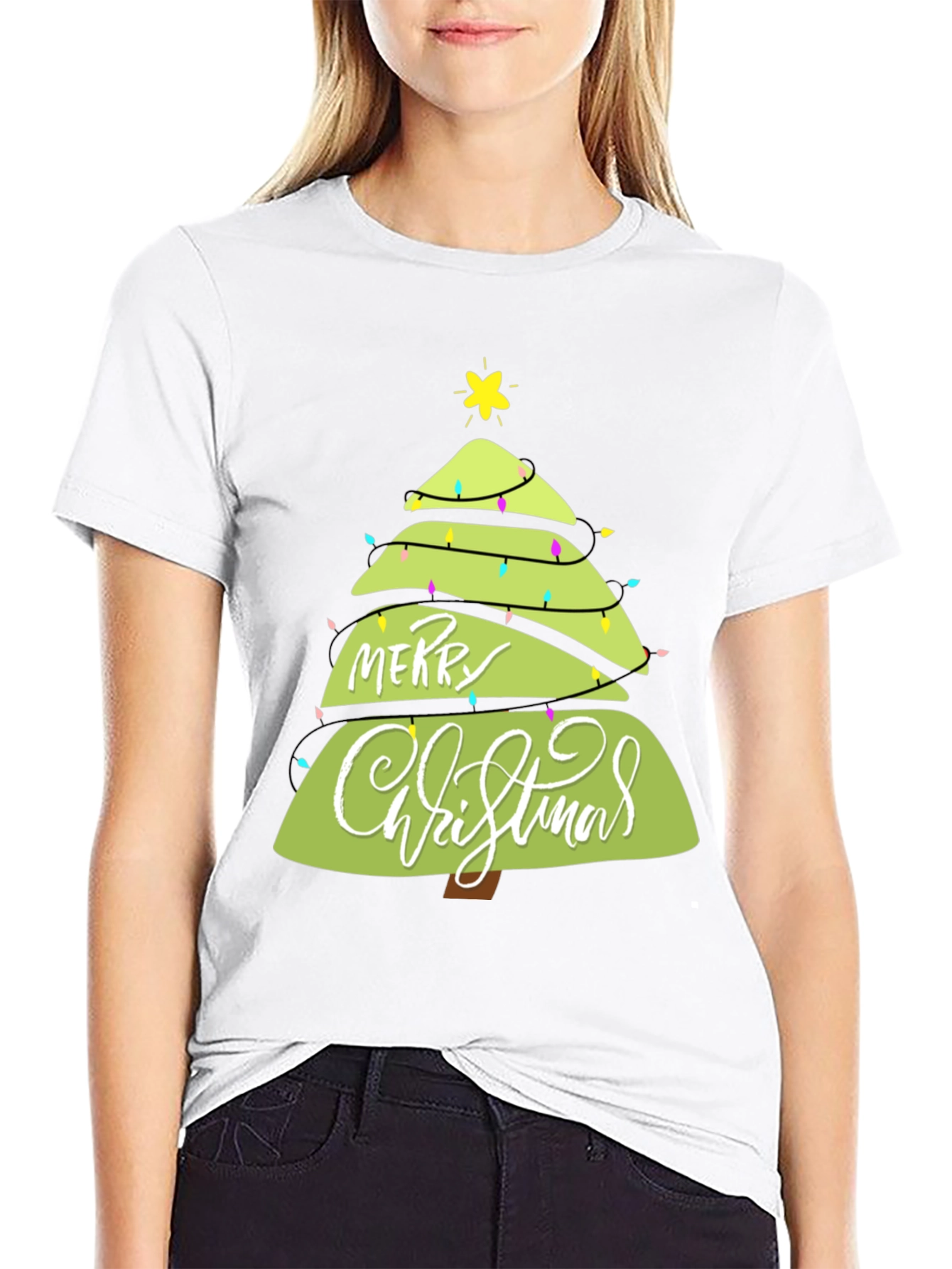 Merry Christmas Tree Graphic T-Shirt
