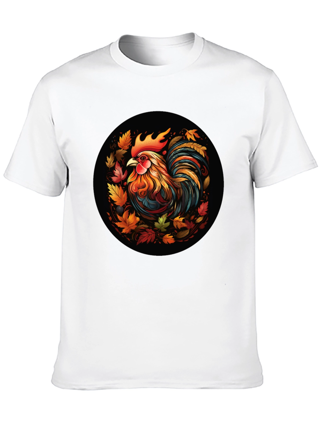 Autumn Rooster T-Shirt - Artistic Fall Design